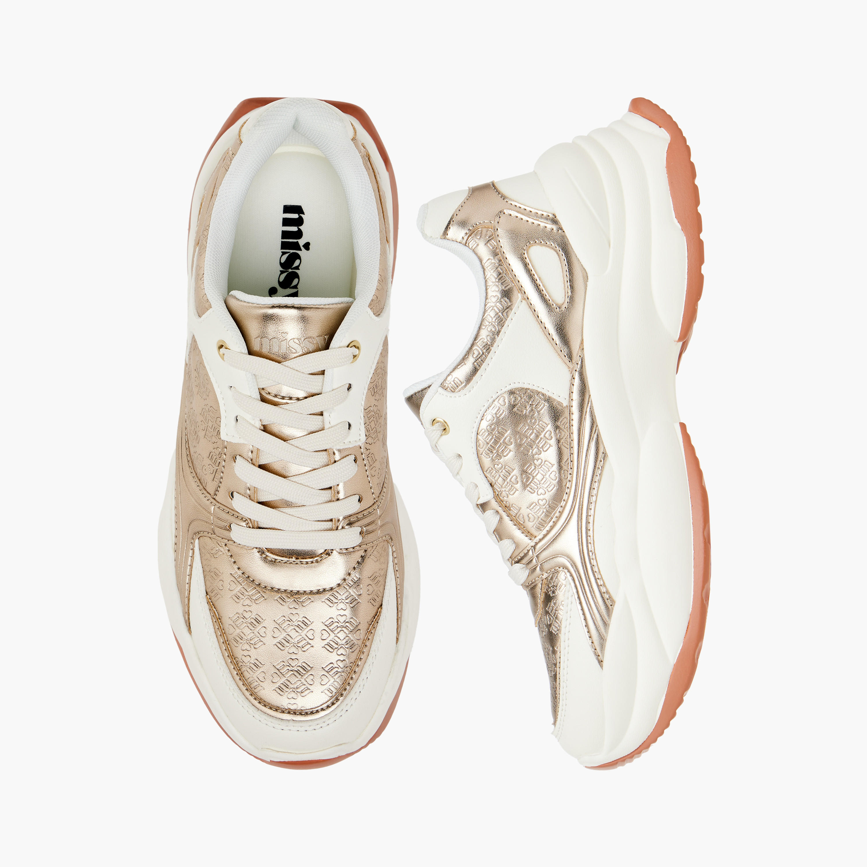 Missy Foil Textured Sneakers with Lace-Up Closure-women-shoes-sneakers-image-1