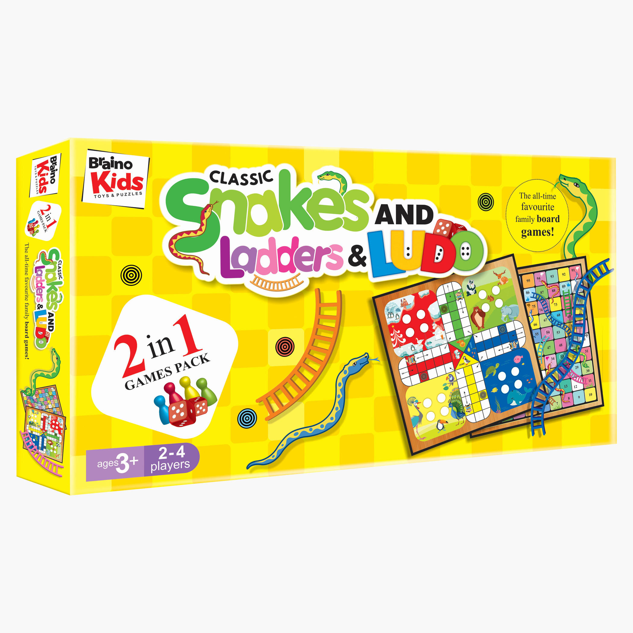 Buy Braino Kidz 2-in-1 Classic Snakes and Ladders Ludo Board