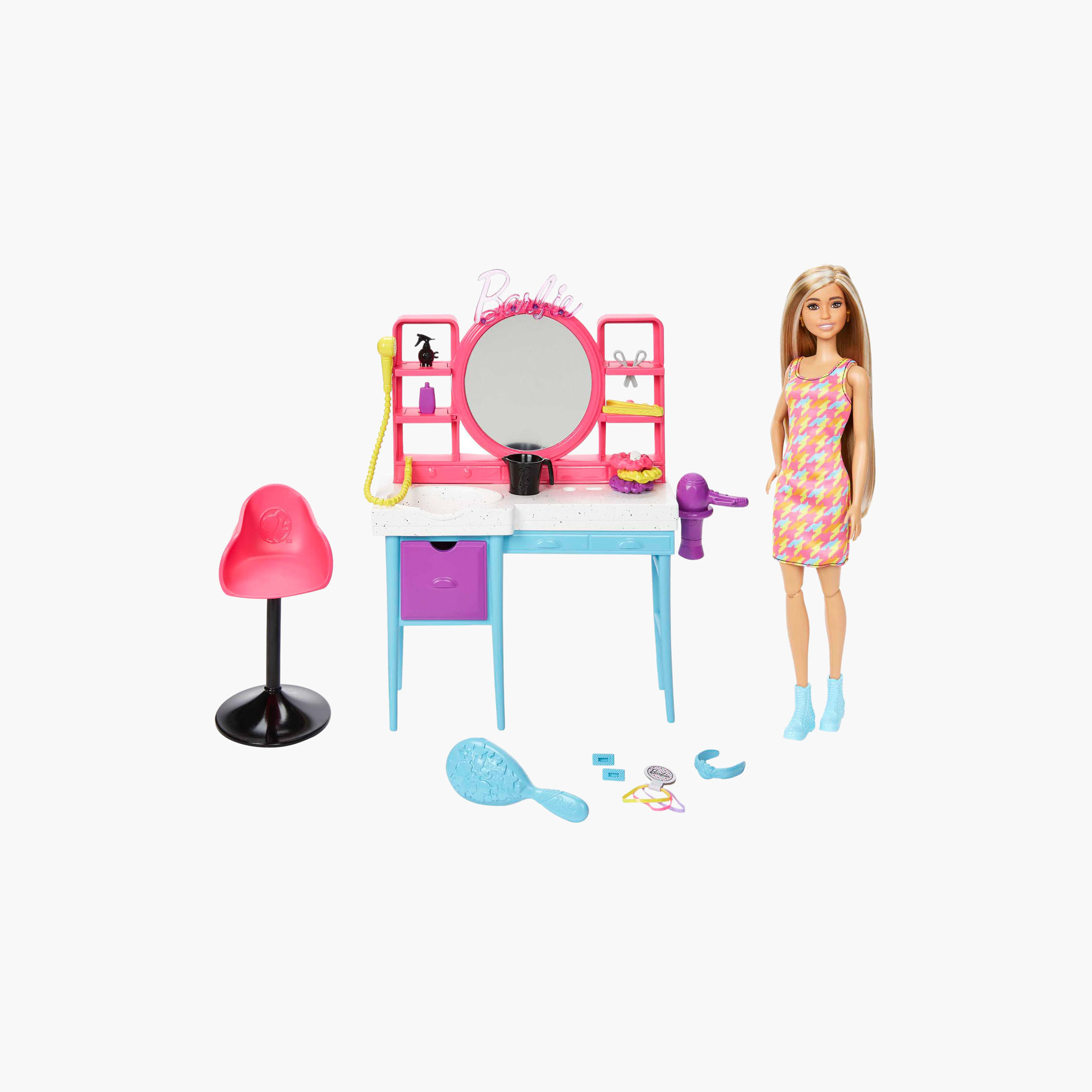 Buy Barbie Doll and Hair Salon Playset Online Babyshop UAE