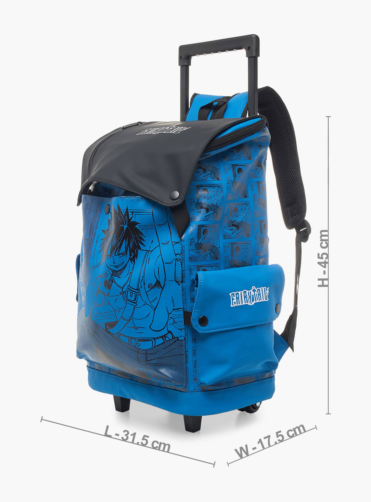 Pikaboom Fairy Tail Print Trolley Backpack with Retractable Handle and Flap Closure - 18 inches-school-bagsandbackpacks-trolleybags-image-2