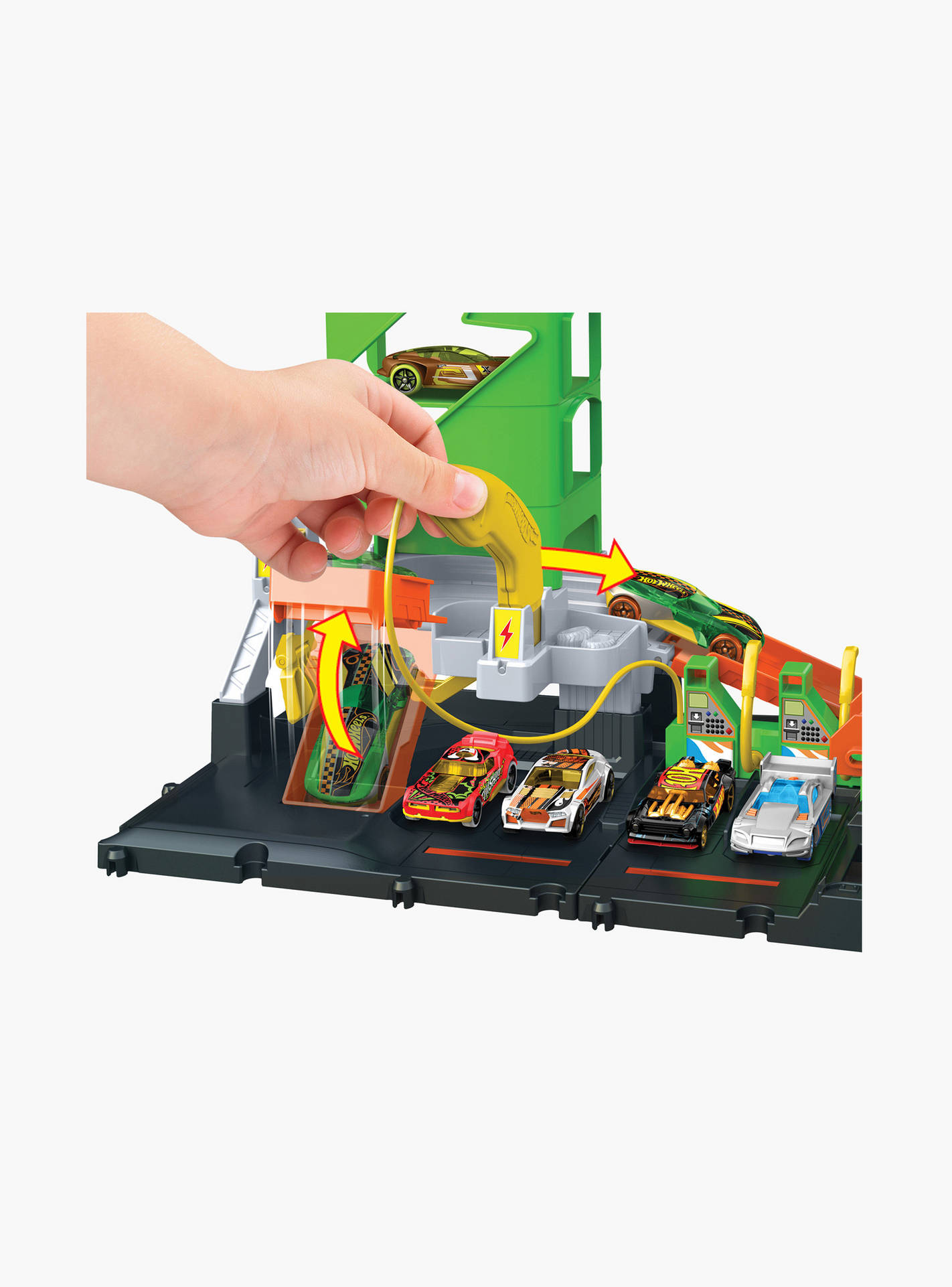 Hot Wheels City Track Set, Super Recharge Fuel Station Playset with EV Chargers & 1:64 Scale Toy Car-toys-playvehicles-vehicleplaysets-image-3