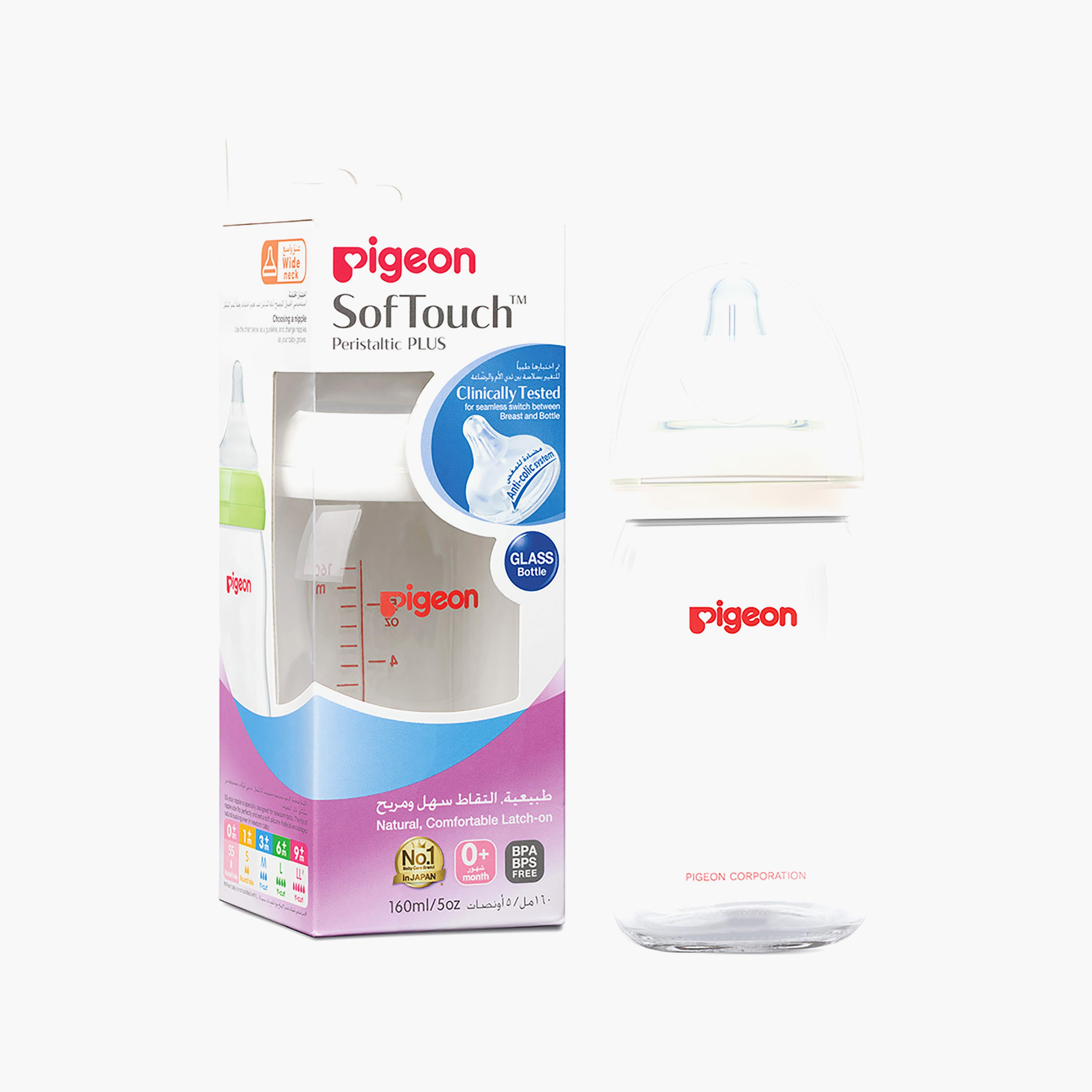 Shop Pigeon Soft Touch Wide Neck Glass Feeding Bottle- 120 ml