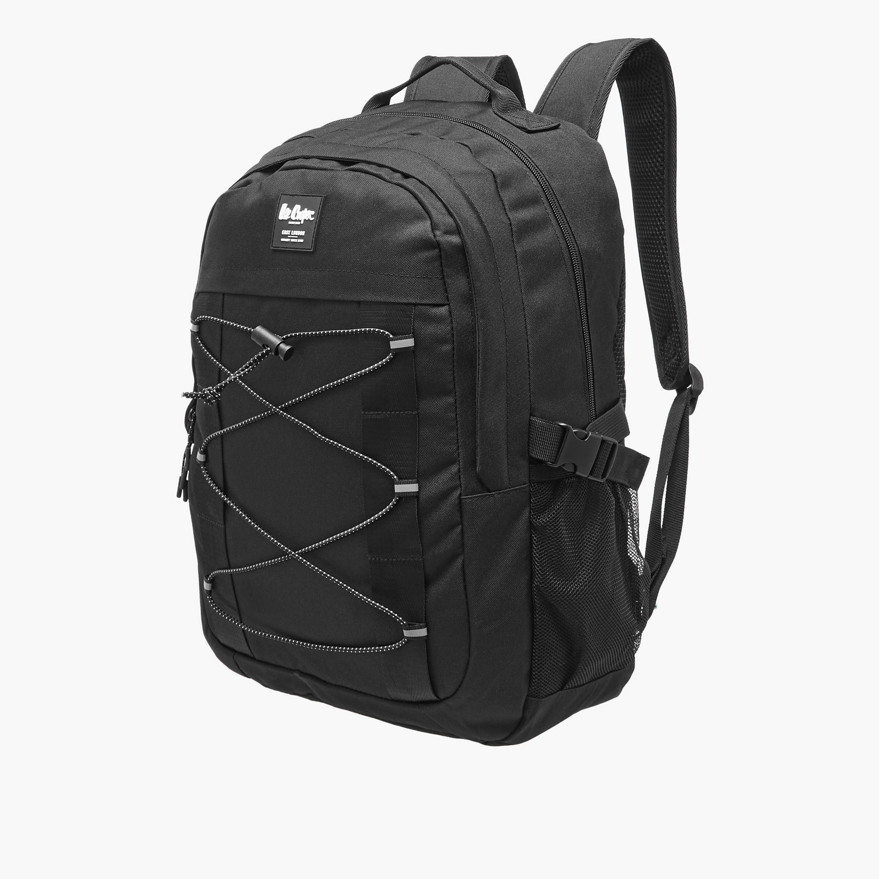 Lee Cooper Logo Applique Backpack with Adjustable Straps and Zip Closure - 14x31x46 cm-men-bags-image-2