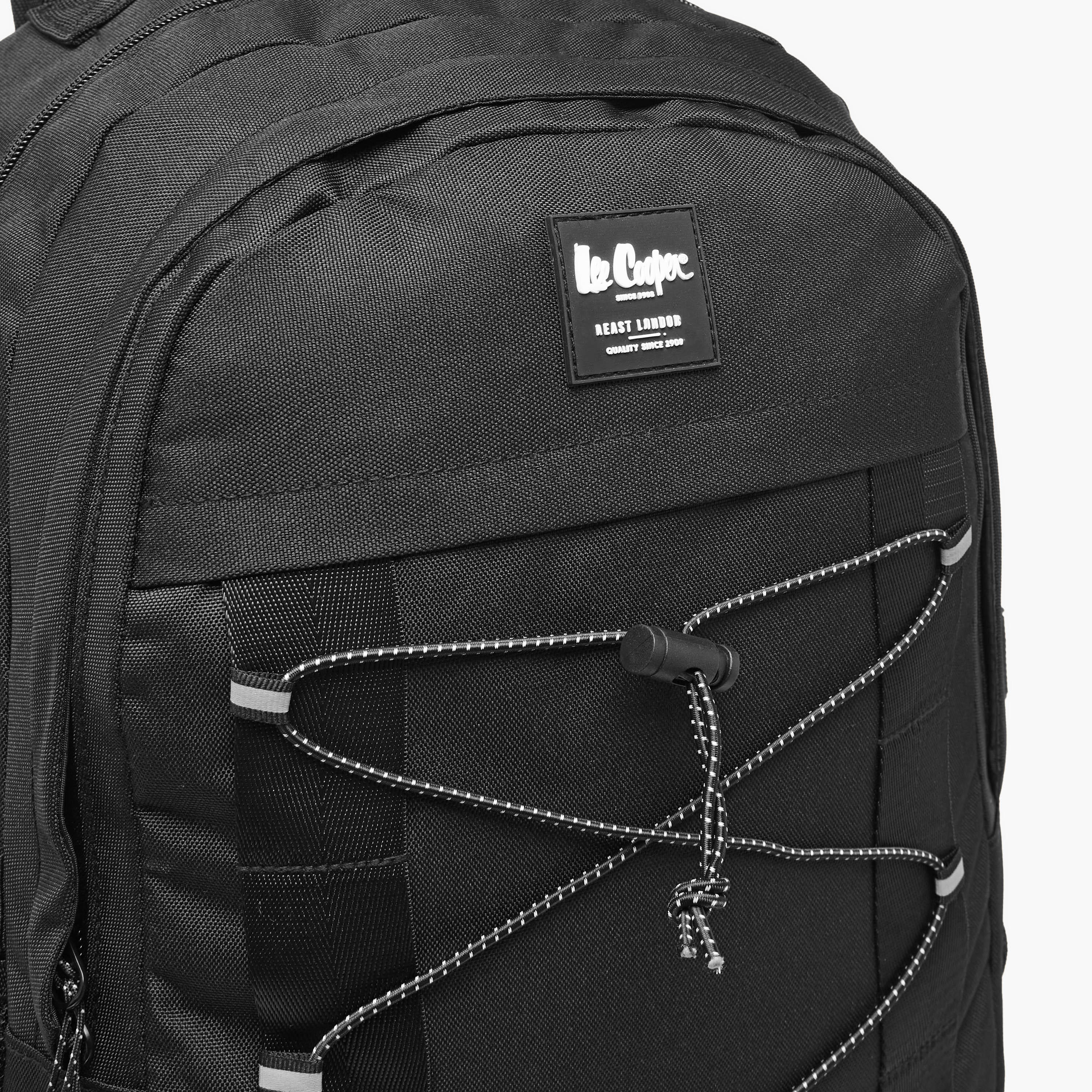 Lee Cooper Logo Applique Backpack with Adjustable Straps and Zip Closure - 14x31x46 cm-men-bags-image-4