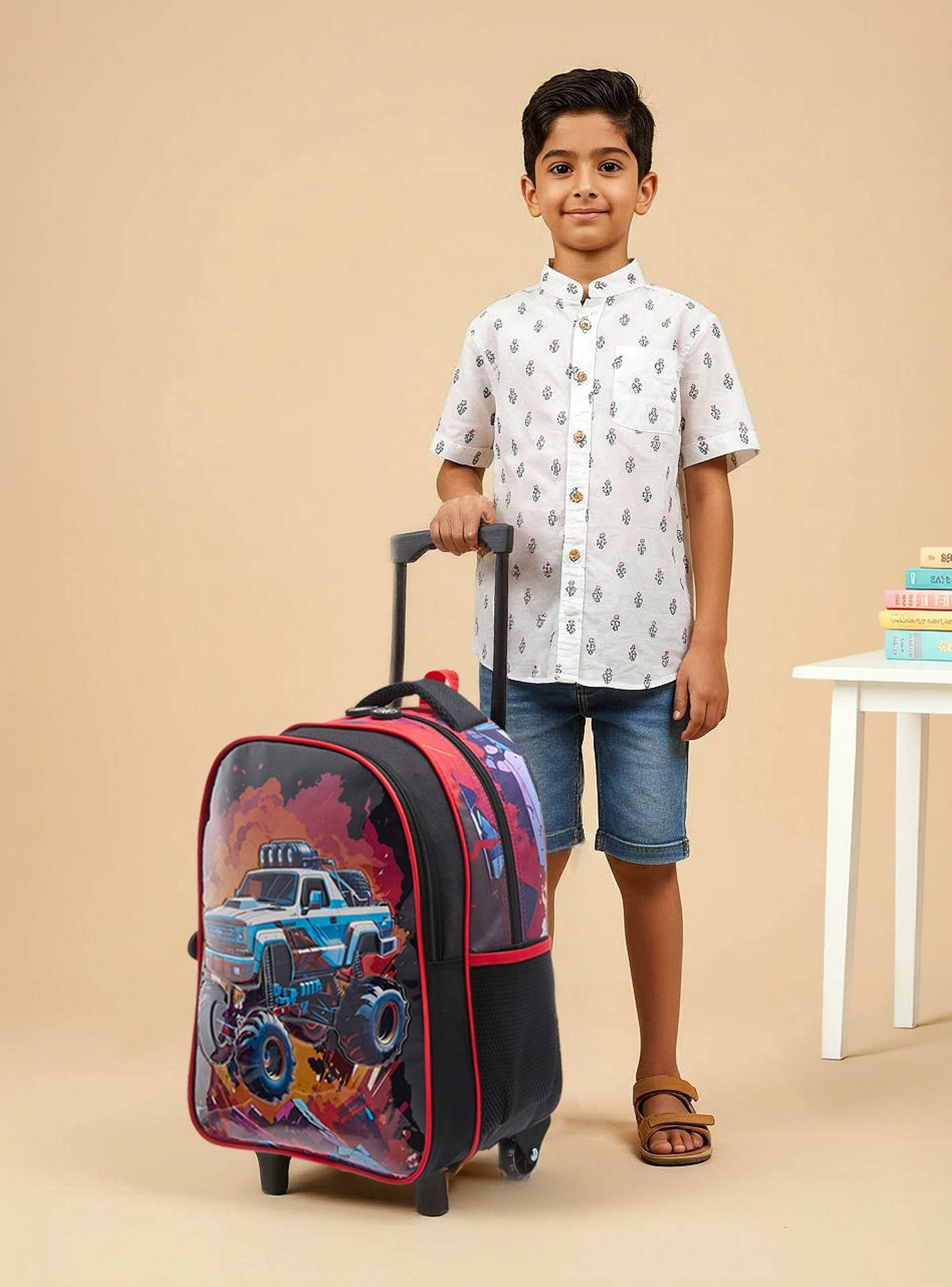 Juniors Vehicles 3-Piece School Trolley Bag Set for Boys 5-8 Years with Lunch Bag and Pencil Pouch -school-bagsandbackpacks-trolleybags-image-2