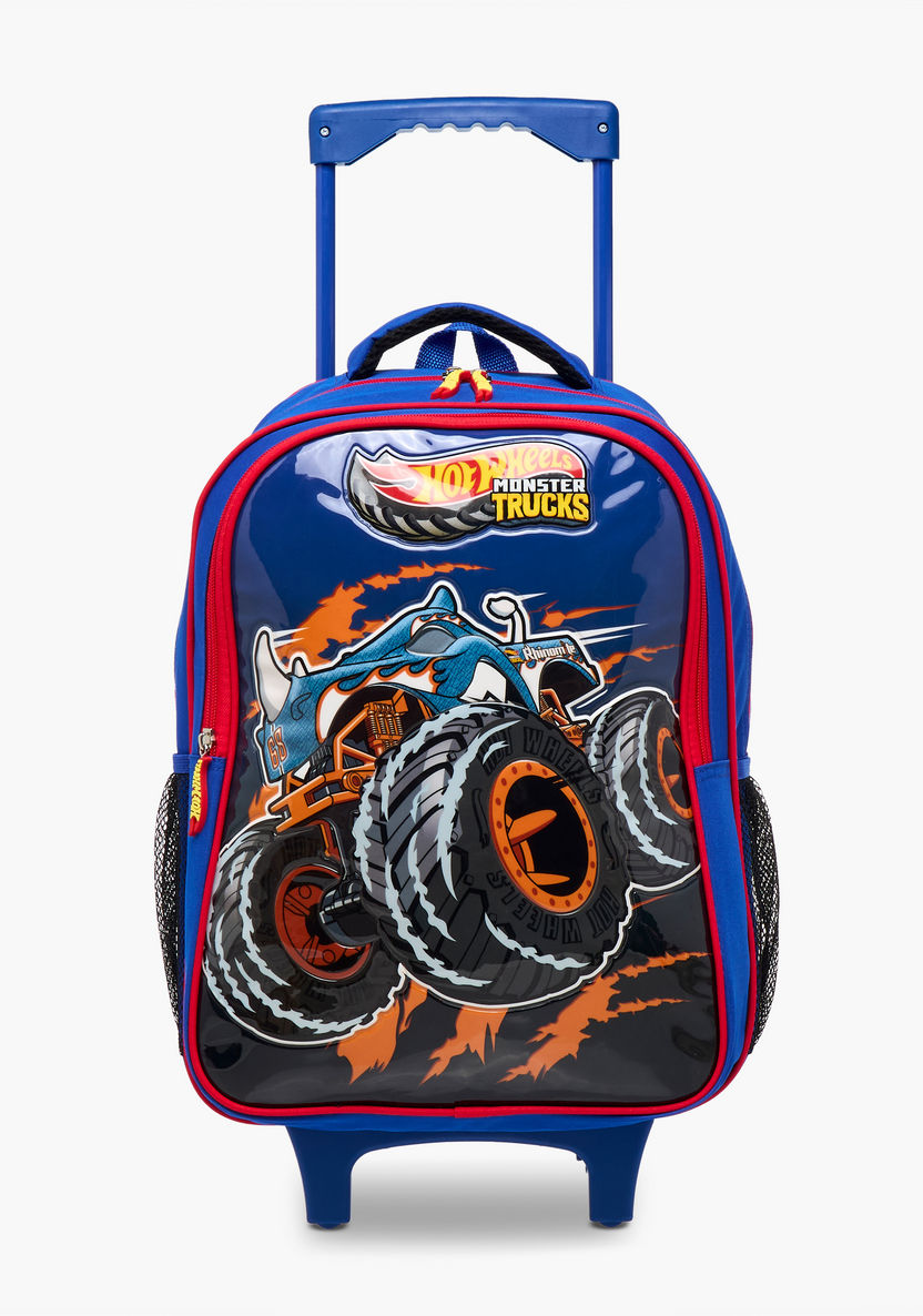 طقم شنطة ظهر ترولي 5 قطع بطبعات شاحنات وحش هوت ويلز - 16 بوصة-school-bagsandbackpacks-trolleybags-image-4