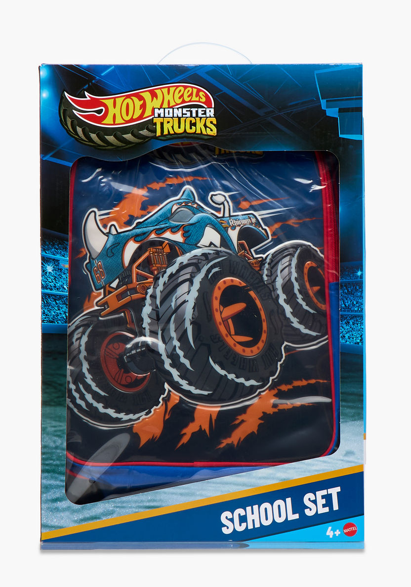 طقم شنطة ظهر ترولي 5 قطع بطبعات شاحنات وحش هوت ويلز - 16 بوصة-school-bagsandbackpacks-trolleybags-image-30