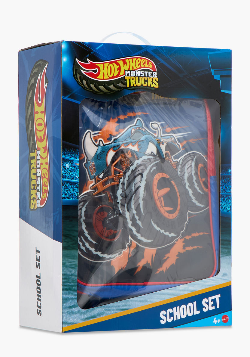 طقم شنطة ظهر ترولي 5 قطع بطبعات شاحنات وحش هوت ويلز - 16 بوصة-school-bagsandbackpacks-trolleybags-image-31