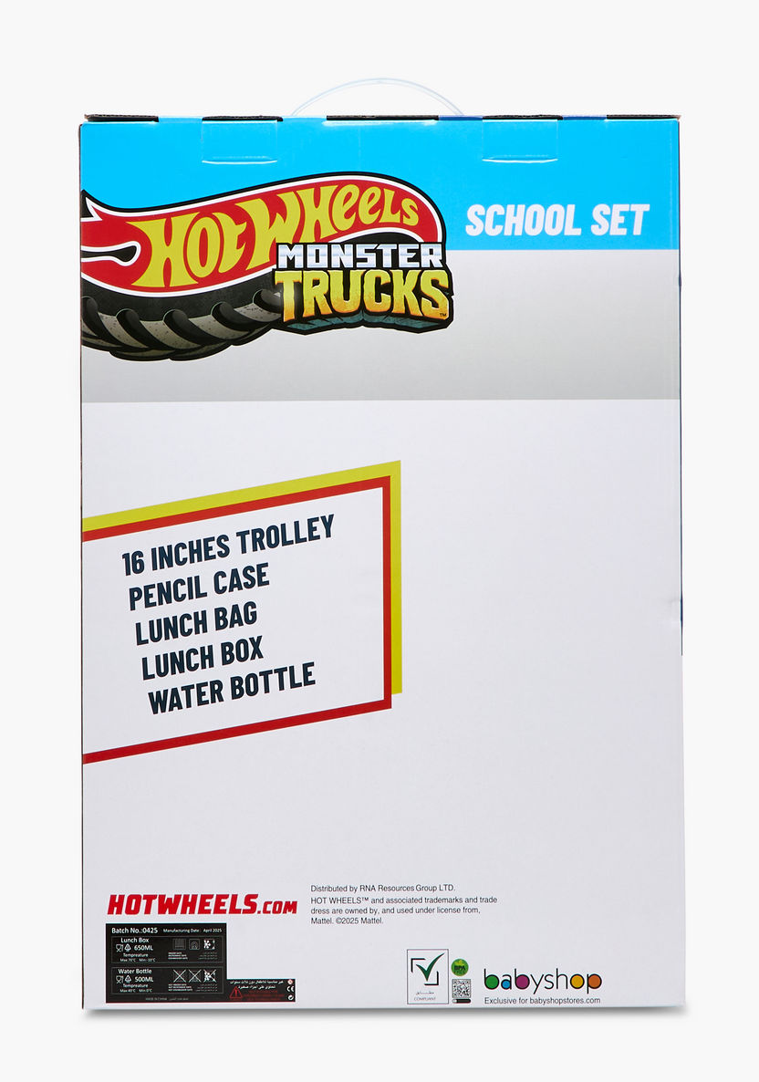 طقم شنطة ظهر ترولي 5 قطع بطبعات شاحنات وحش هوت ويلز - 16 بوصة-school-bagsandbackpacks-trolleybags-image-32