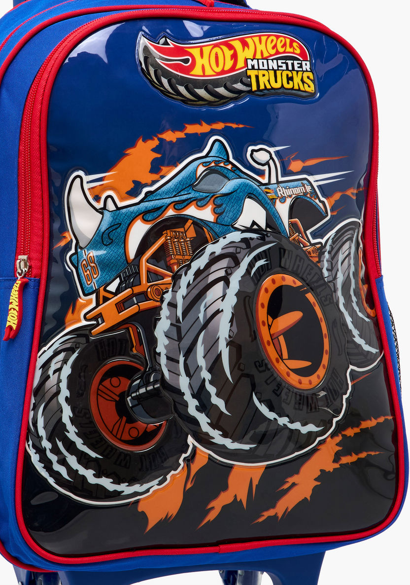 طقم شنطة ظهر ترولي 5 قطع بطبعات شاحنات وحش هوت ويلز - 16 بوصة-school-bagsandbackpacks-trolleybags-image-12