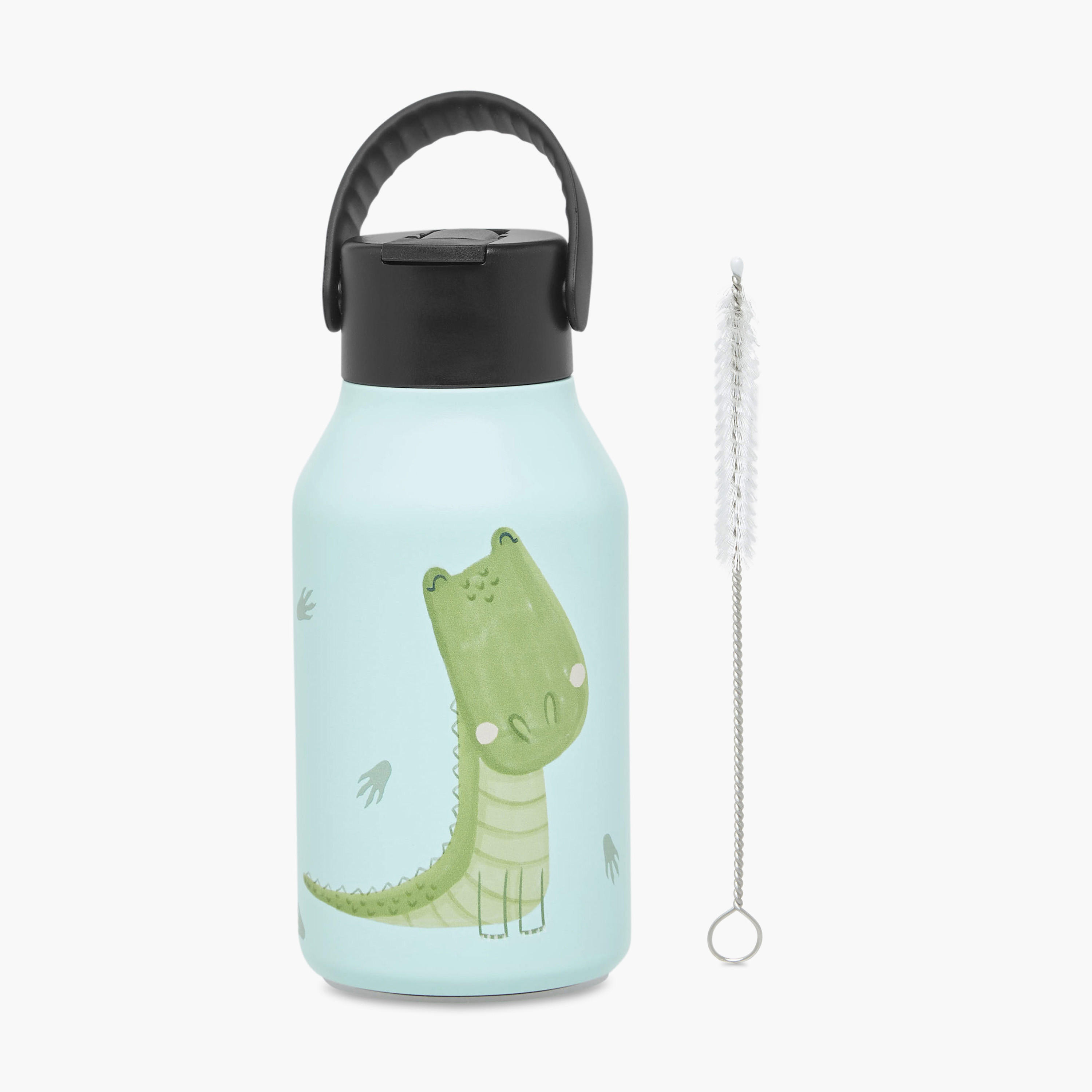 قارورة مياه سيبر ستانلس ستيل بطبعات تمساح مع فرشاة تنظيف من كامبراس - 350 مل-baby-feeding-mealtimeessentials-image-1
