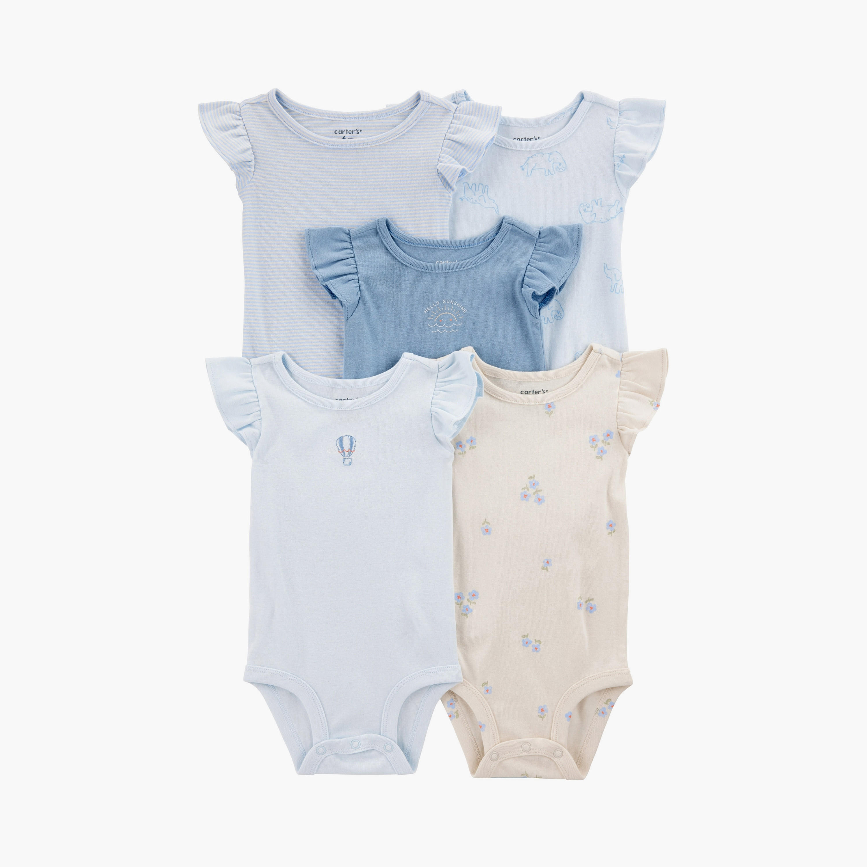 Buy Carter's 5-Piece Floral Printed Cap Sleeves Bodysuits Online
