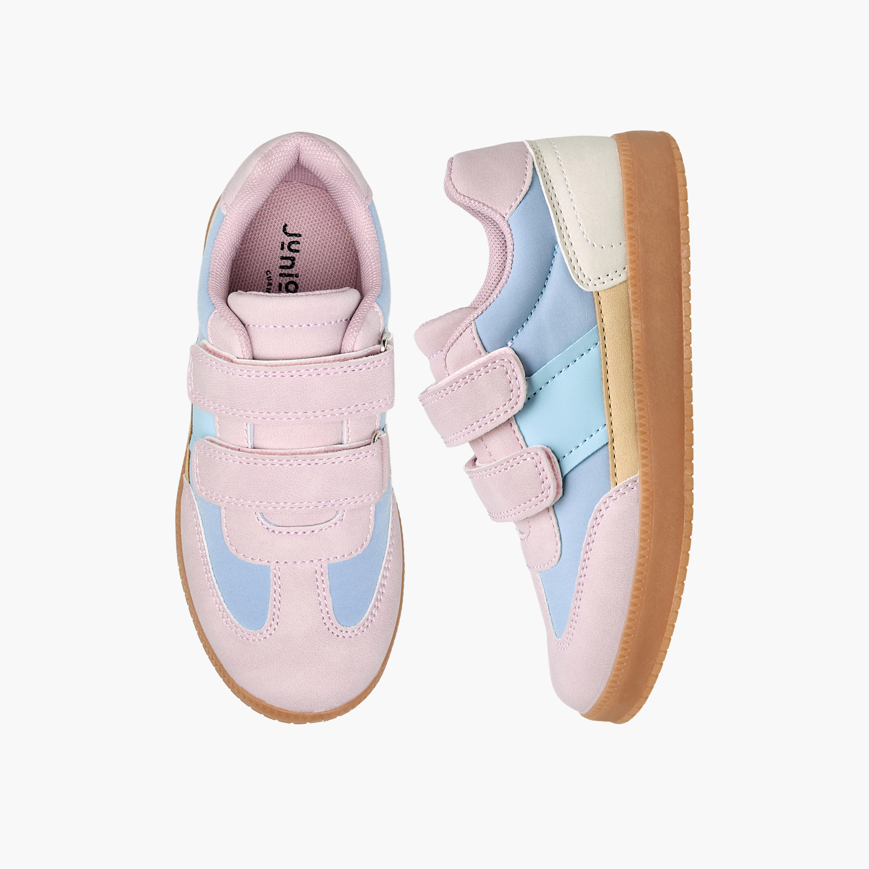 حذاء سنيكرز بقوالب ملونة وشريط إغلاق لاصق للبنات من جونيورز-girls-shoes-sneakers-image-1