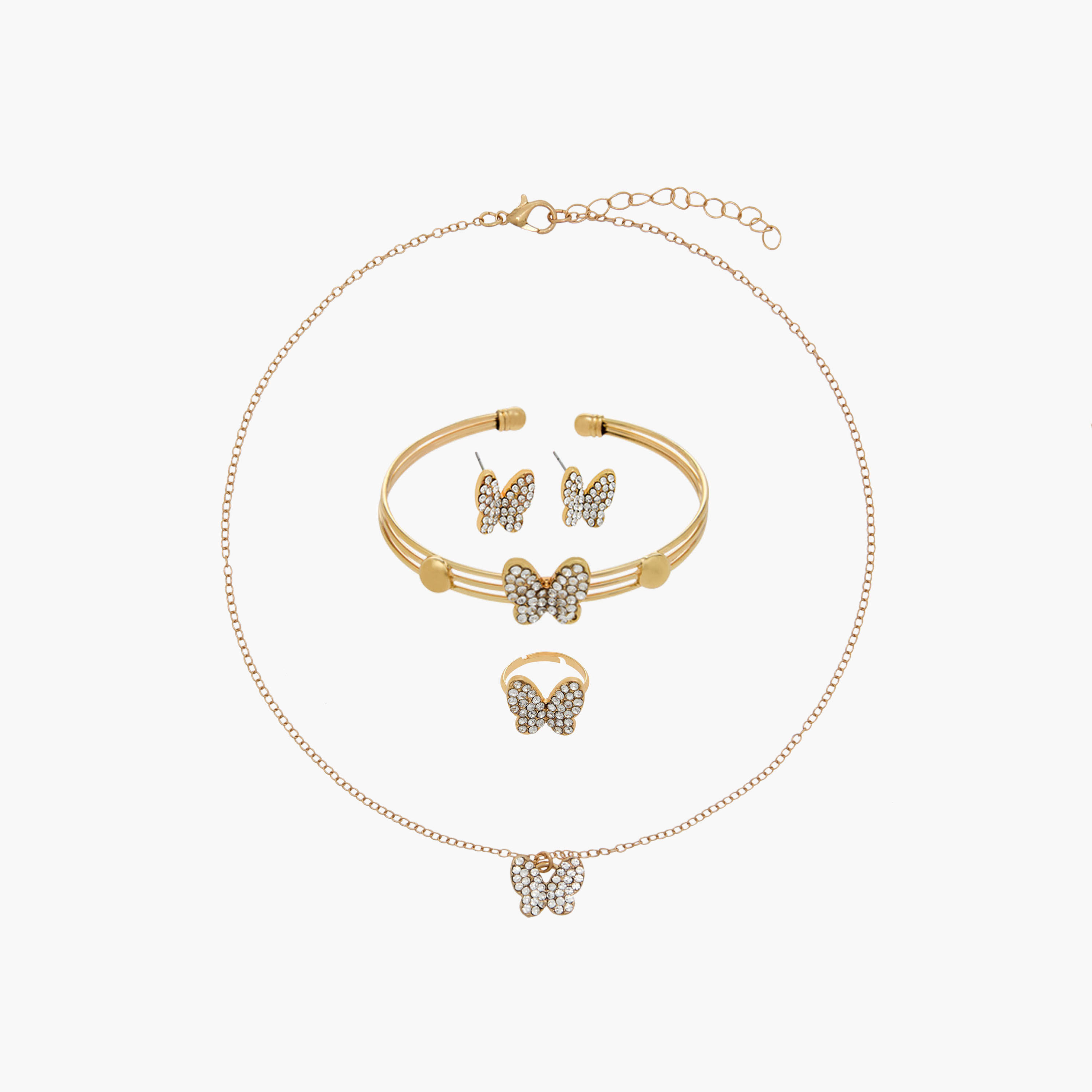 Set of 4 Flora Bella Jewellery Set with Embellished Butterfly Design-girls-accessories-jewellery-image-1