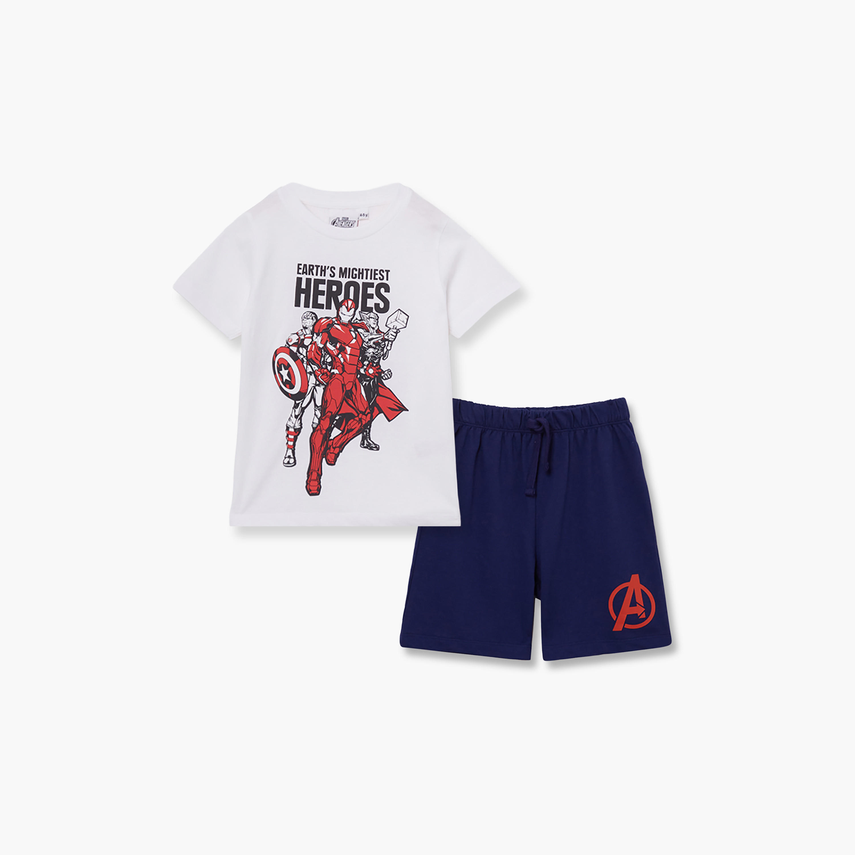 Marvel Printed Cotton T-Shirt & Shorts Set-boys-clothing-setsandcoords-image-2