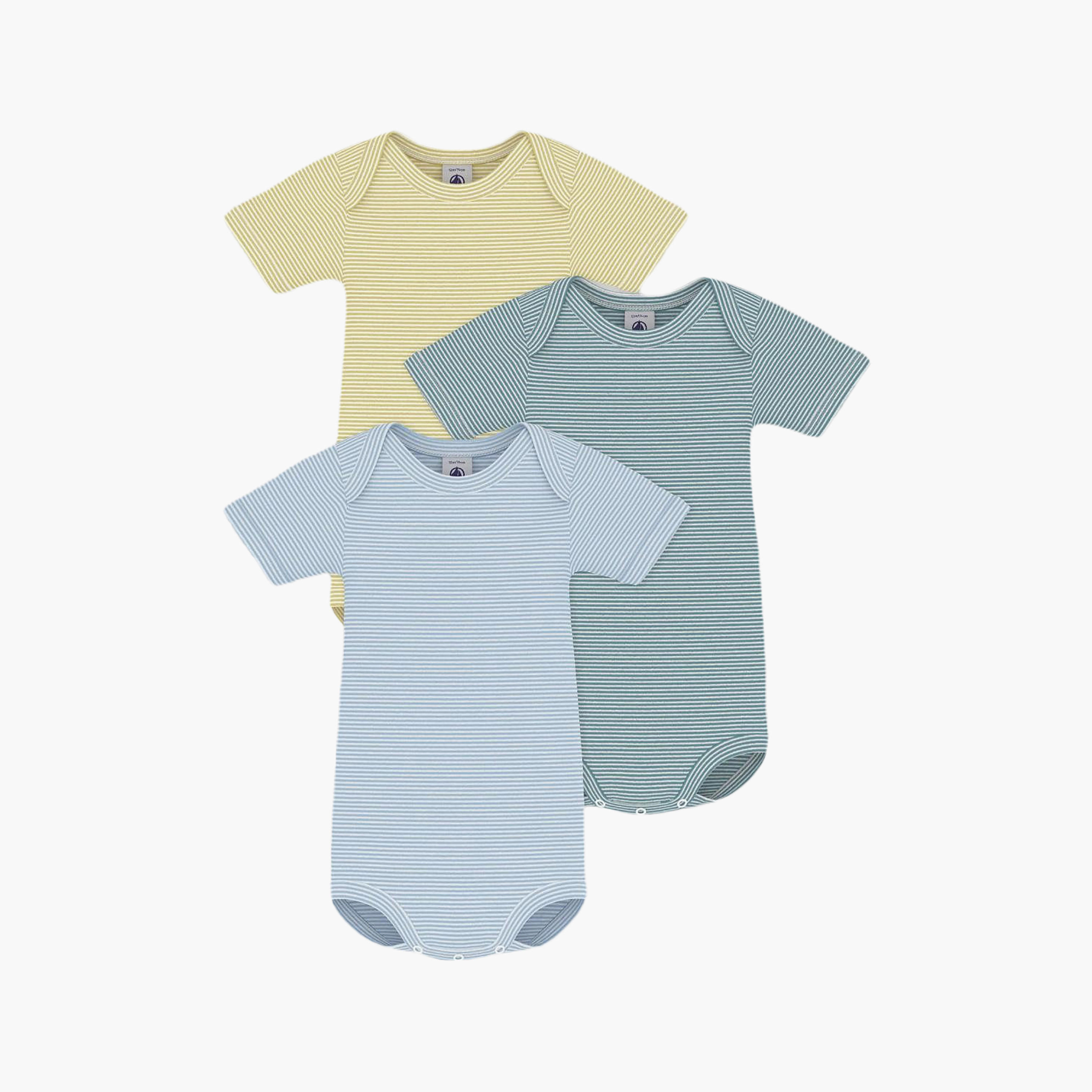 Petit Bateau 3-Piece Short Sleeves Striped Bodysuit Set-baby-boys-clothing-bodysuits-image-1