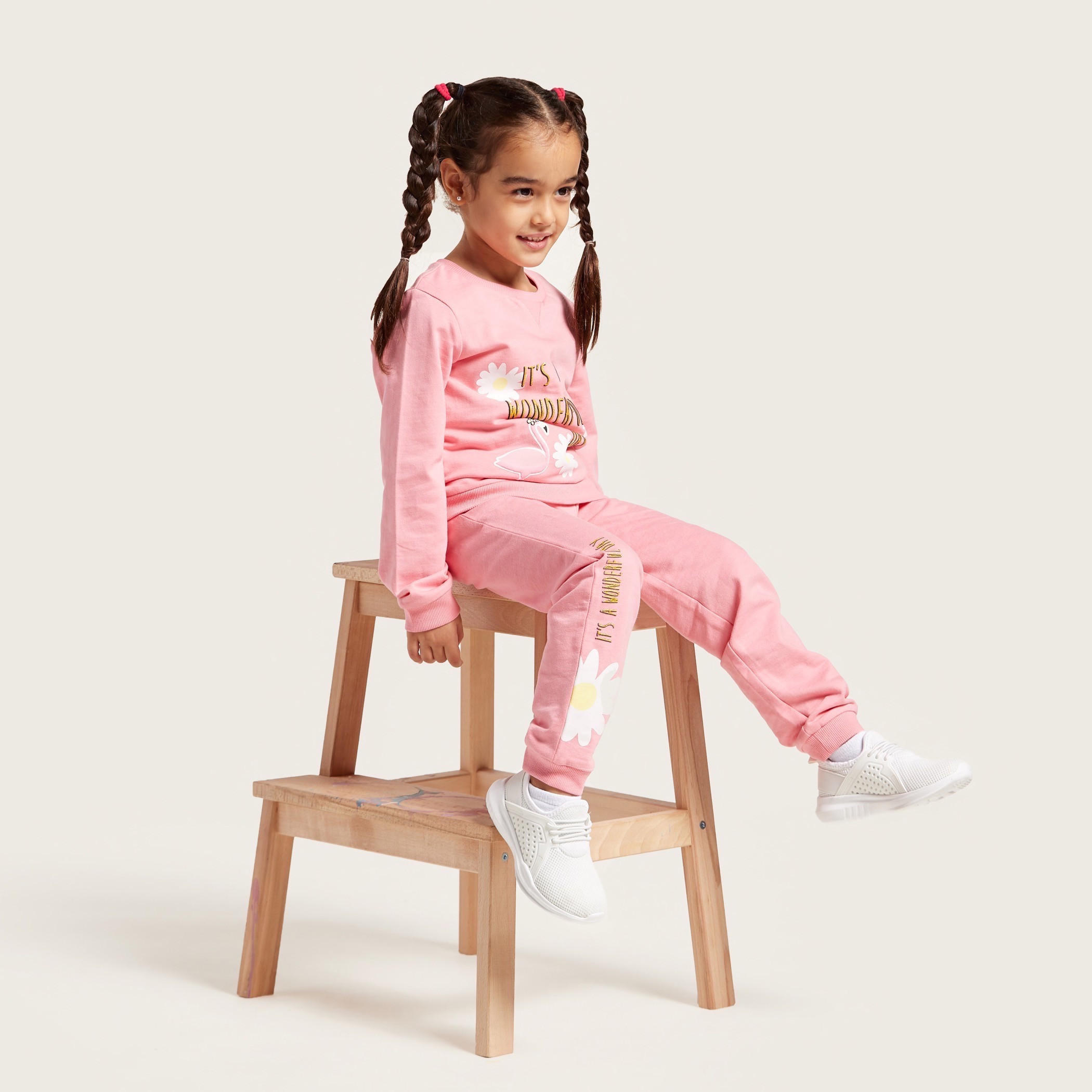 Juniors Floral Print Jog Pants with Pockets and Drawstring-baby-girls-clothing-bottoms-joggersandtrackpants-image-1