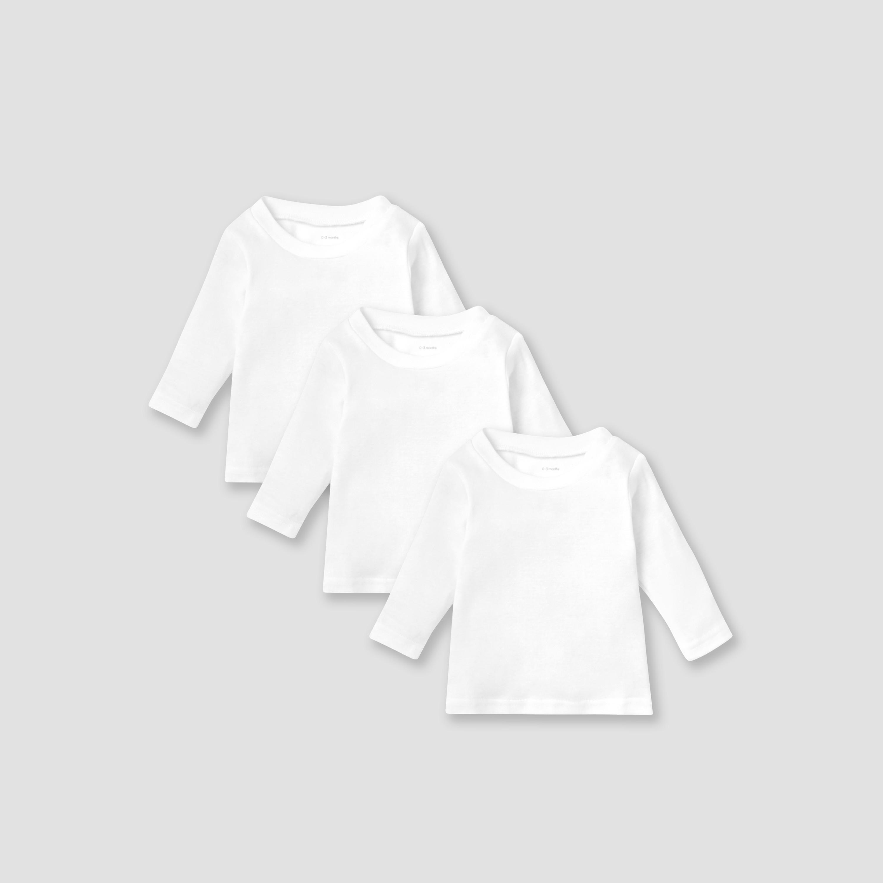 Love Earth Solid Round Neck Organic T-shirt with Long Sleeves - Set of 3