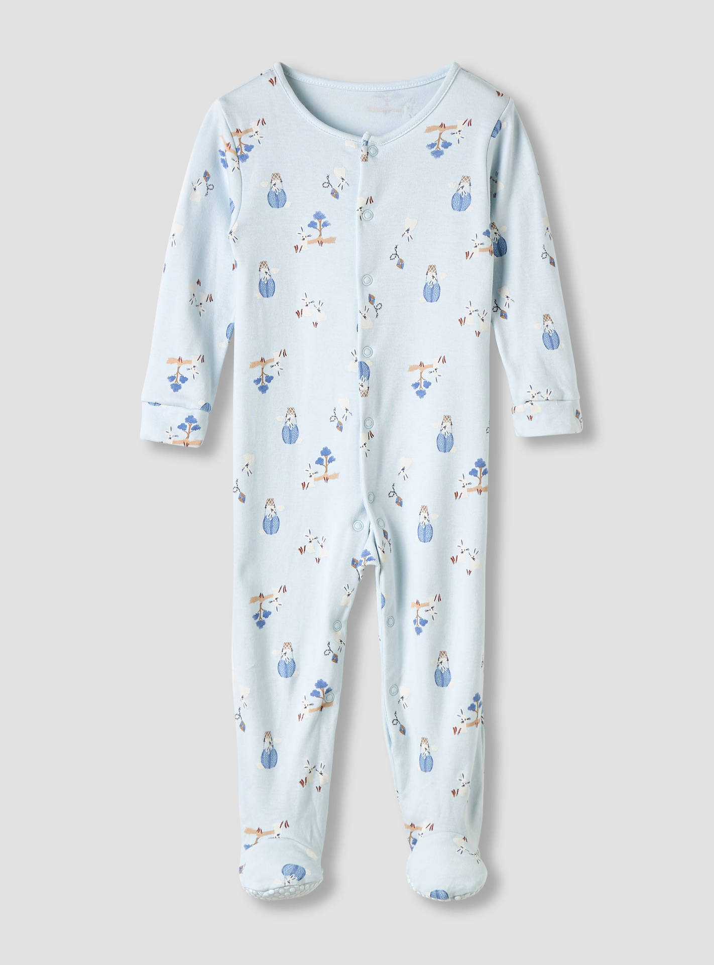 Juniors Round Neck Sleepsuit with Snap Button Closure - Cotton - Long Sleeves - Set of 3-baby-boys-clothing-nightwear-sleepsuits-image-2