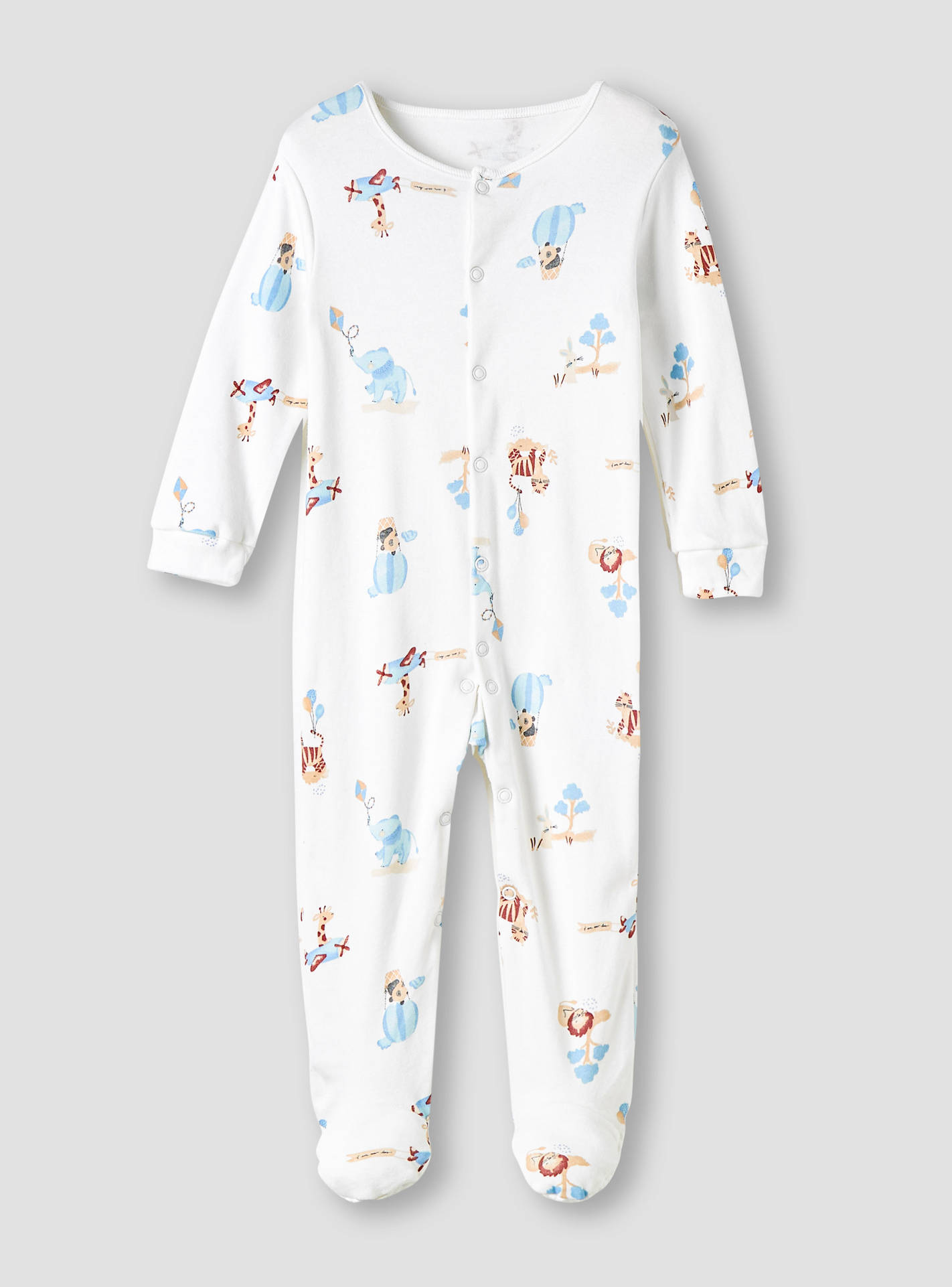 Juniors Round Neck Sleepsuit with Snap Button Closure - Cotton - Long Sleeves - Set of 3-baby-boys-clothing-nightwear-sleepsuits-image-4