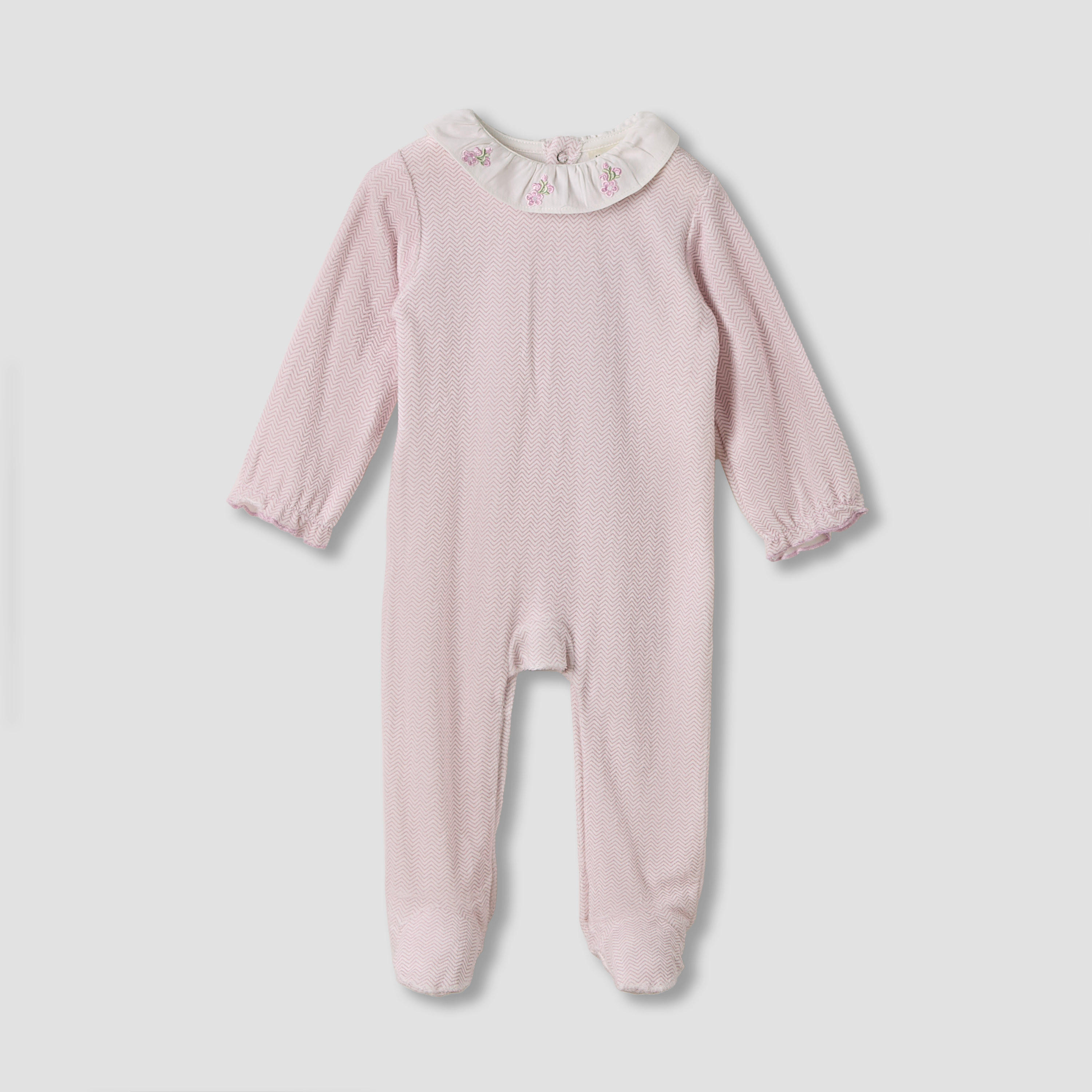Juniors Crew Neck Sleepsuit with Embroidery - Long Sleeves - Set of 2-baby-girls-clothing-nightwear-sleepsuits-image-2