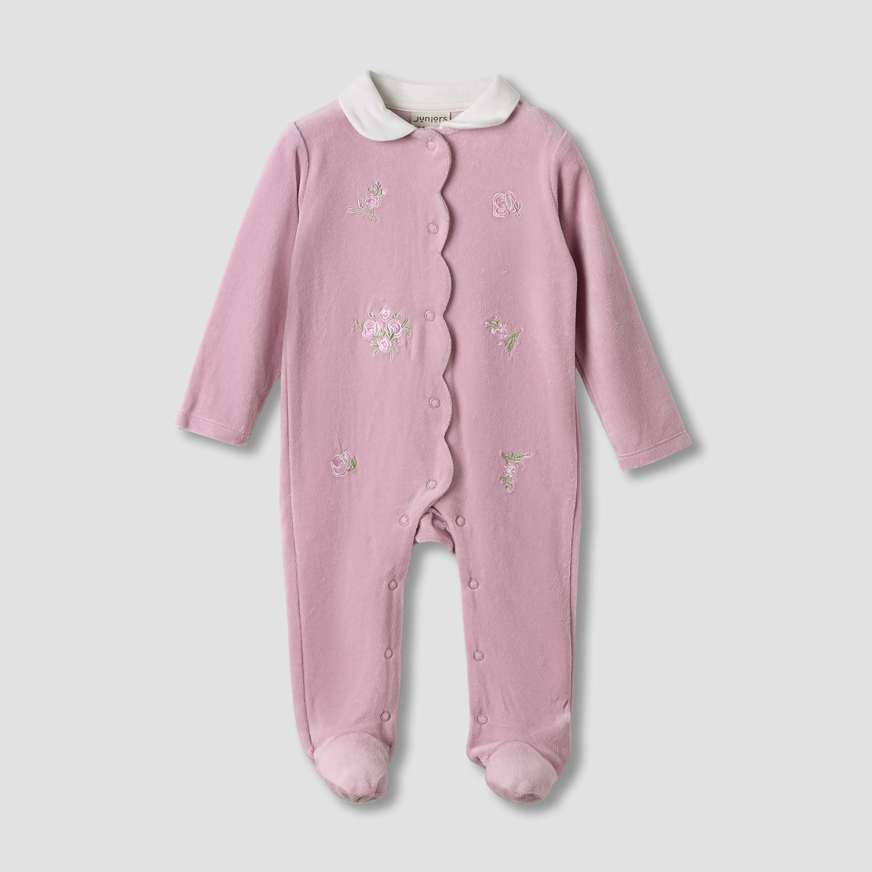 Juniors Crew Neck Sleepsuit with Embroidery - Long Sleeves - Set of 2-baby-girls-clothing-nightwear-sleepsuits-image-3