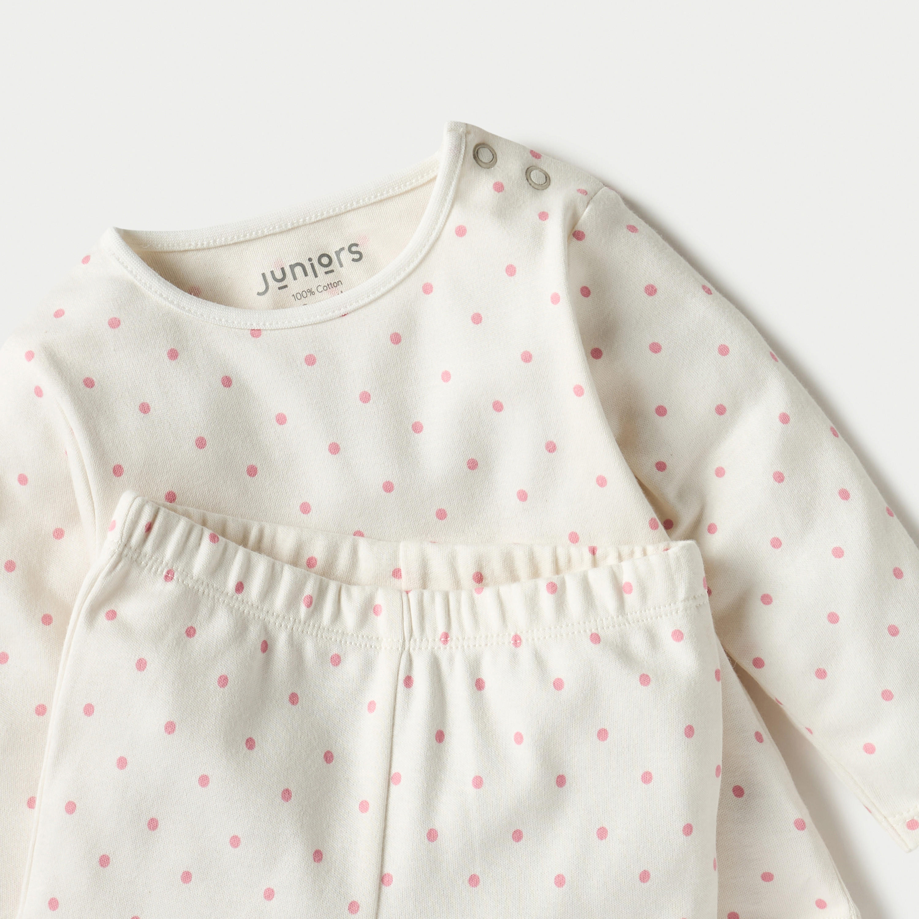 طقم بنطلون بيجاما وتيشيرت بأكمام طويلة وطبعات منقطة من جونيورز-baby-girls-clothing-nightwear-pyjamasets-image-4