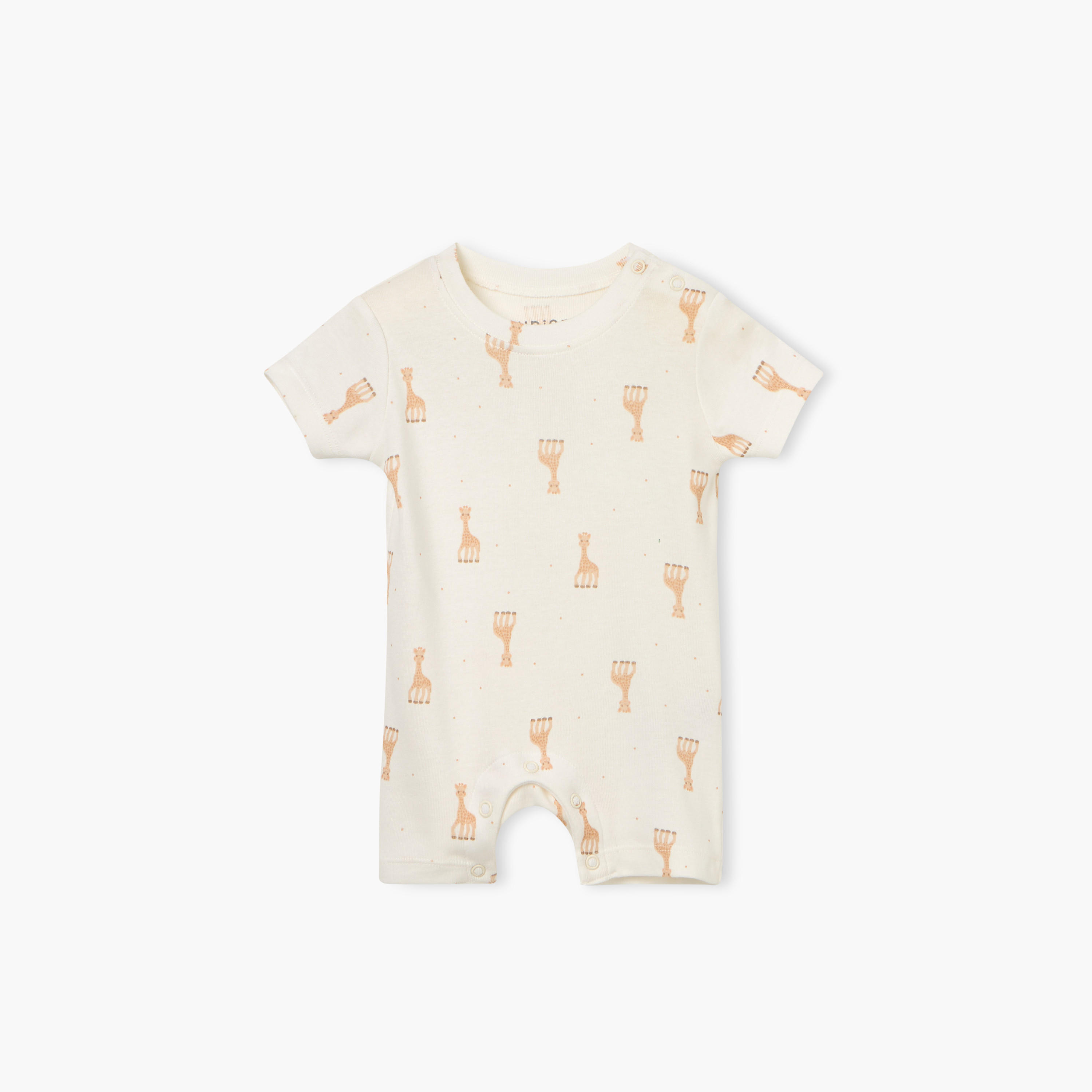 Juniors Giraffe Print Romper with Short Sleeves and Button Closure-baby-boys-clothing-rompers-image-2