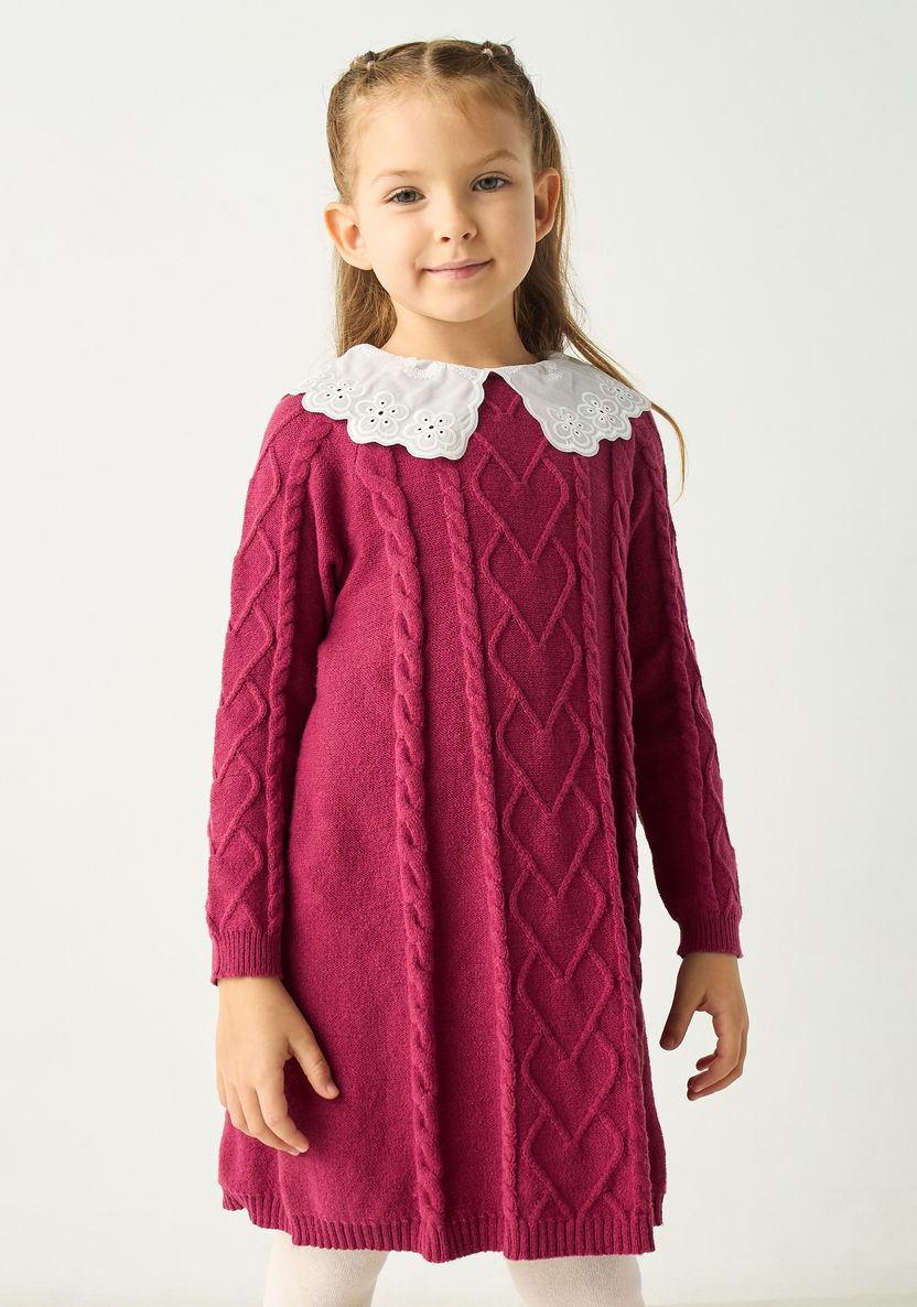 Buy Juniors Textured A-line Dress with Peter Pan Collar with Stockings Online | Babyshop KSA Buy Juniors Textured A-line Dress with Peter Pan Collar with Stockings Online | Babyshop KSA