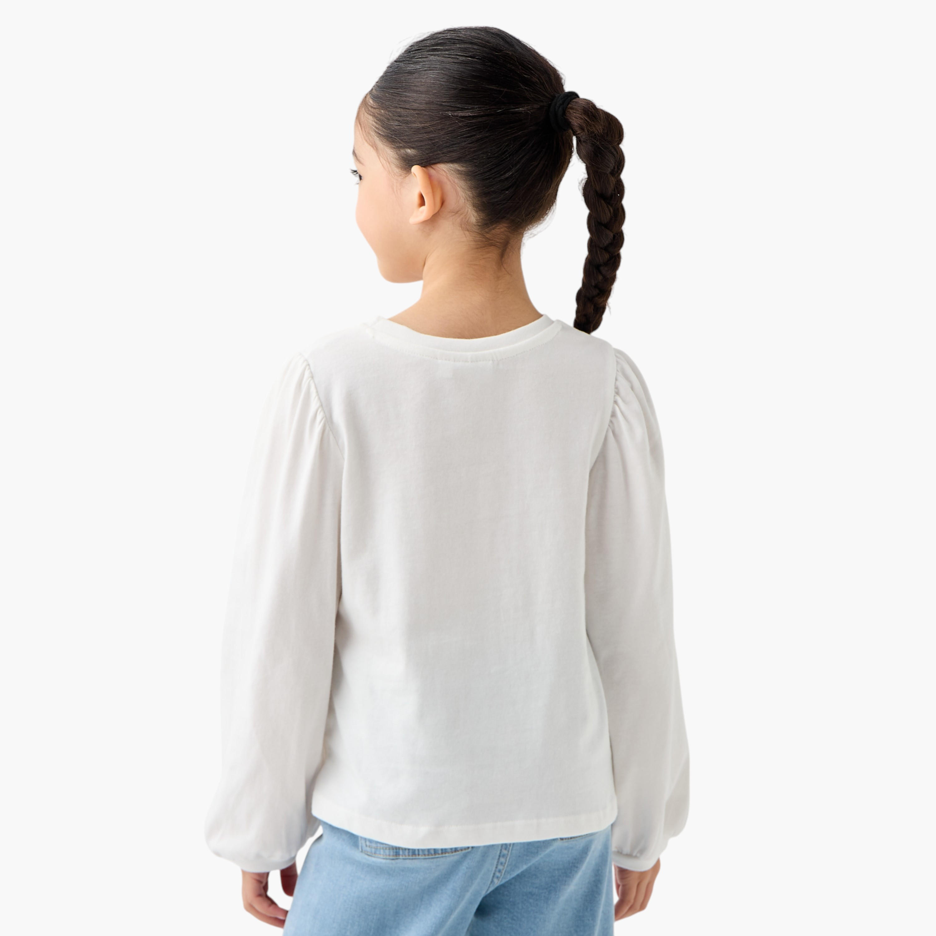Sanrio Hello Kitty Print T-shirt with Long Sleeves-girls-clothing-tshirts-image-3