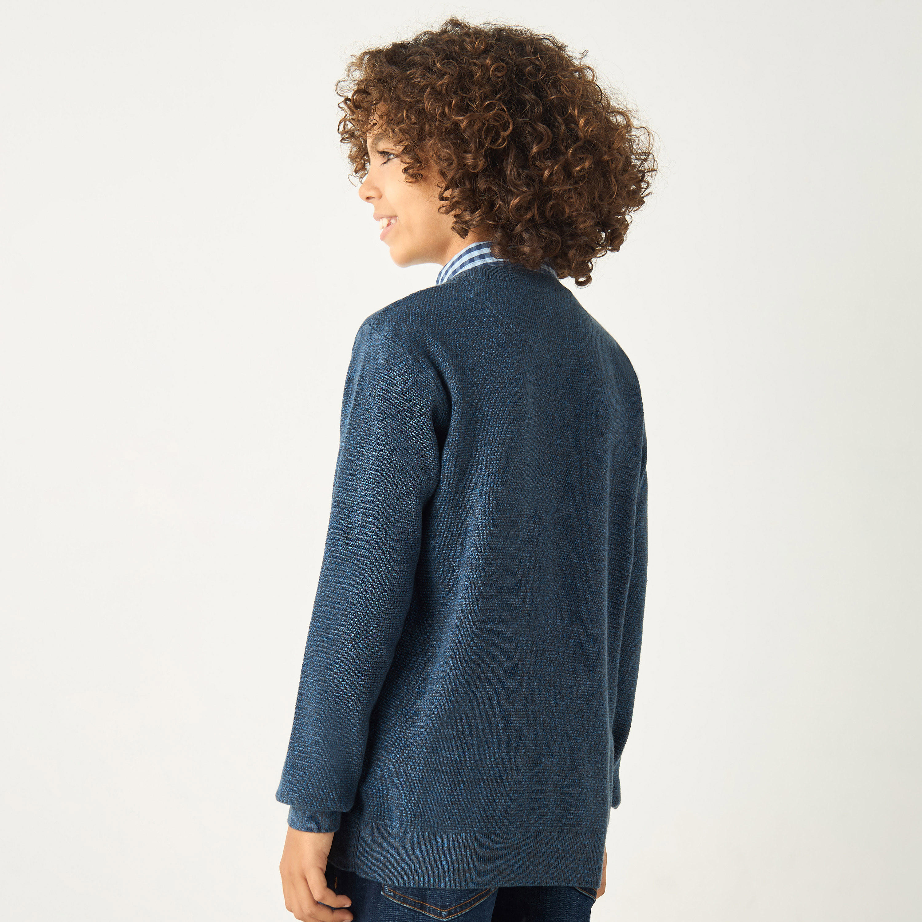 كنزة بارزة الملمس بياقة ضيقة وأكمام طويلة من جونيورز-boys-clothing-jumpersandcardigans-image-3