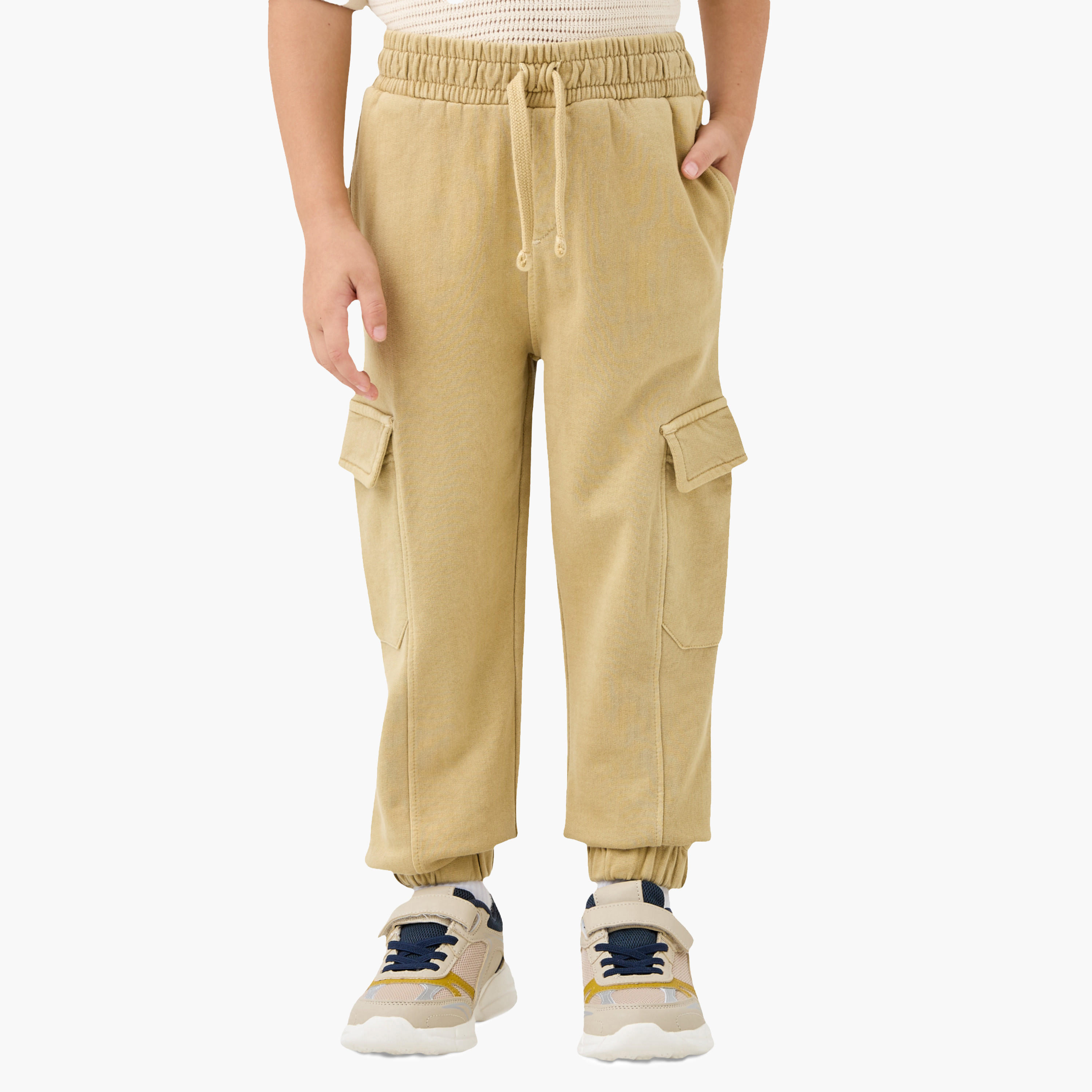 Juniors Solid Joggers with Elasticated Drawstring Closure and Pockets-boys-clothing-bottoms-joggersandtrackpants-image-1