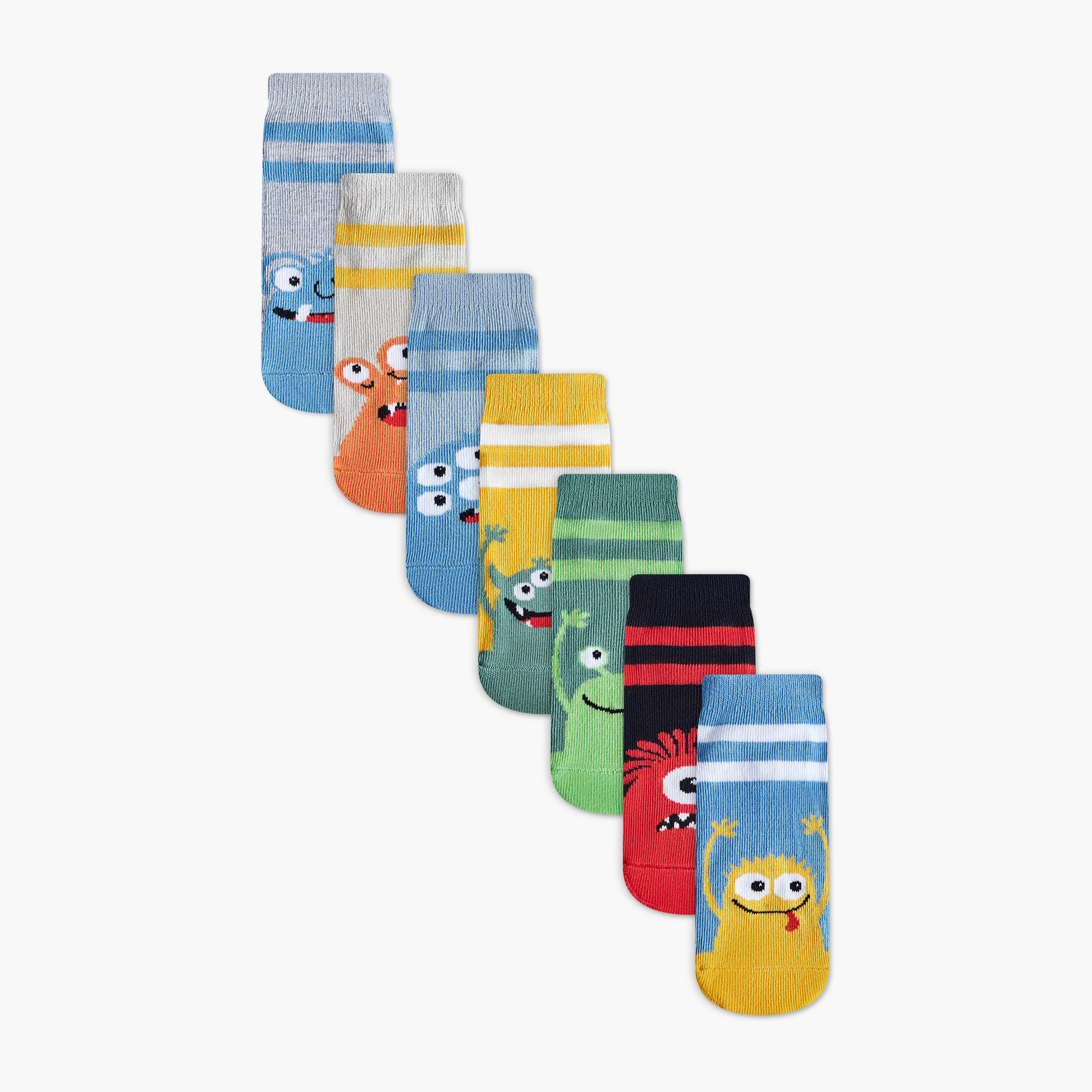 طقم جوارب طويلة 7 أزواج بطبعات حيوانات من جونيورز-boys-accessories-socks-image-1