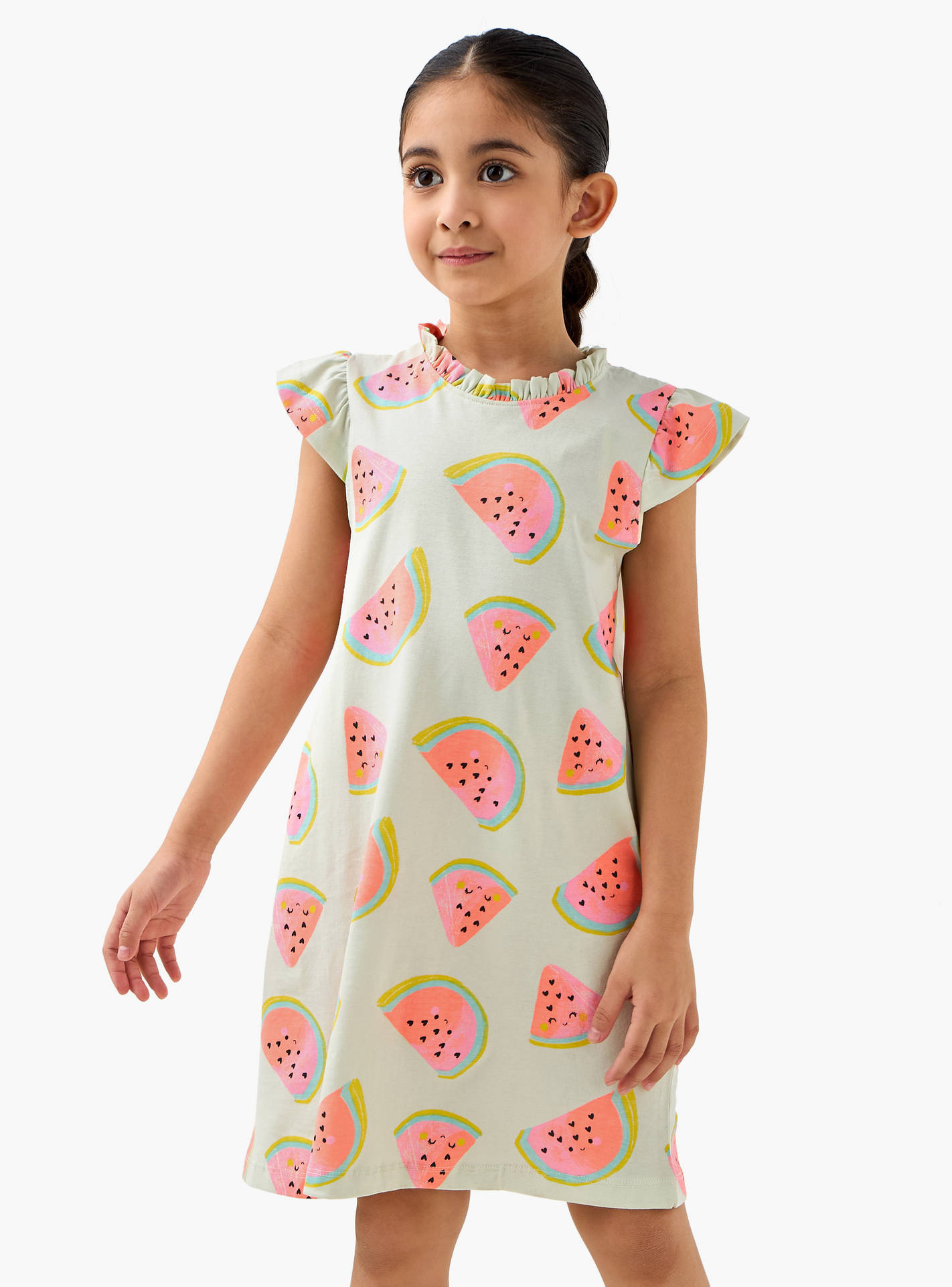 فستان نوم بطبعات فيري وياقة بايكريست وأكمام كاب من جونيورز - طقم من قطعتين-girls-clothing-nightwear-image-2