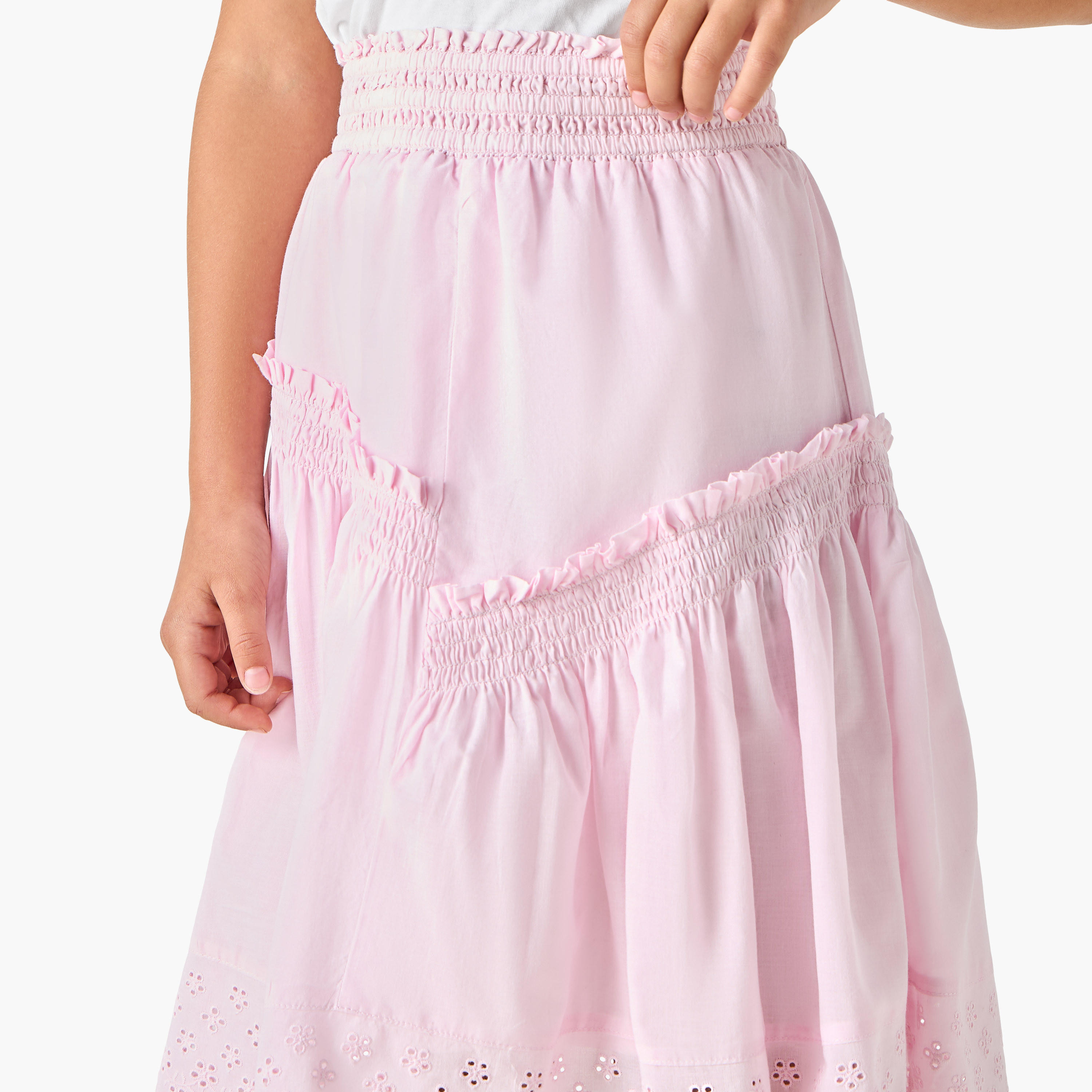 新品　Bibiy MARINA FRILL SKIRT PINK Buy Juniors Schiffli Detail A-Line Skirt with Elasticated