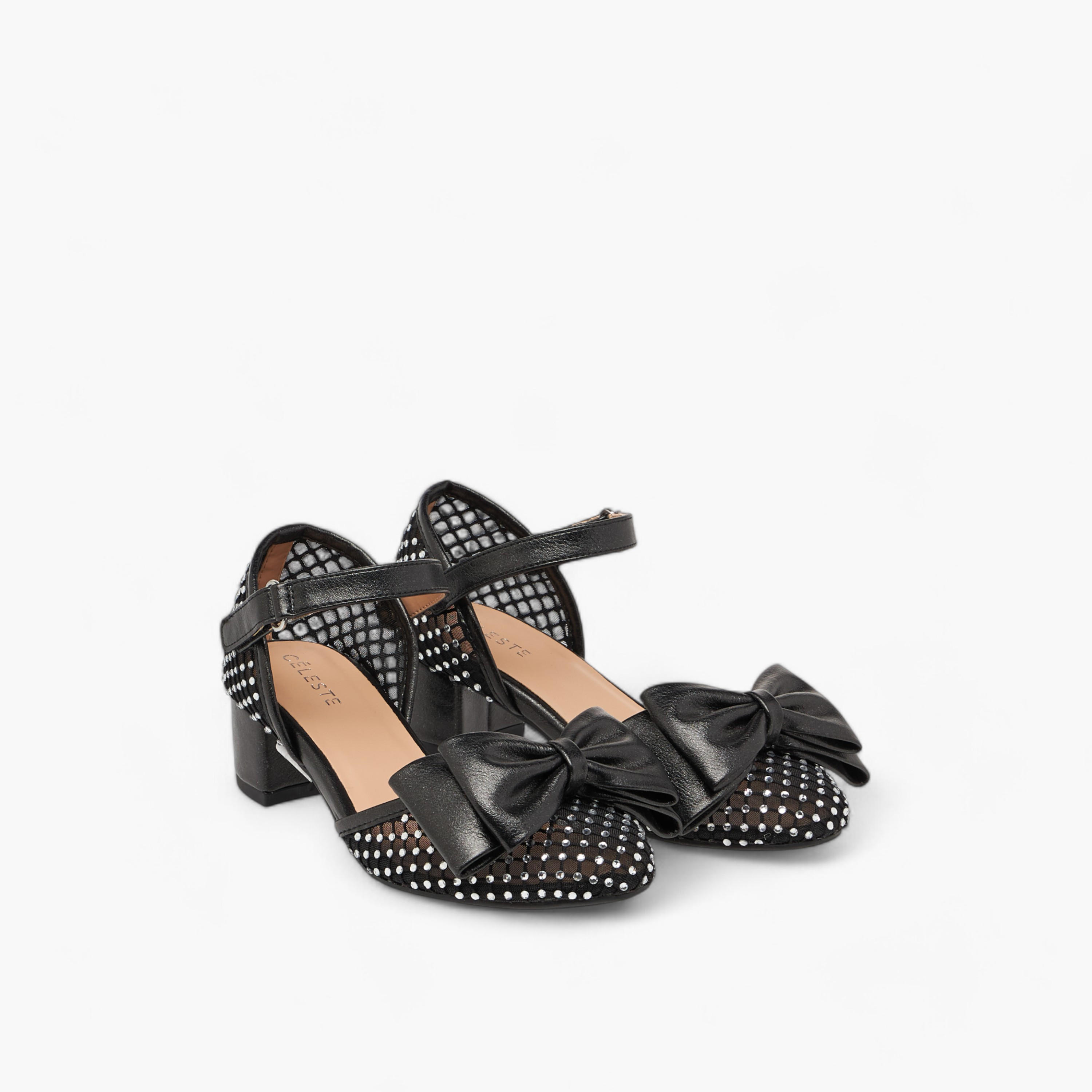 حذاء بفيونكة وكعب سميك وشريط إغلاق لاصق للبنات من سيليست-girls-shoes-ballerinas-image-1