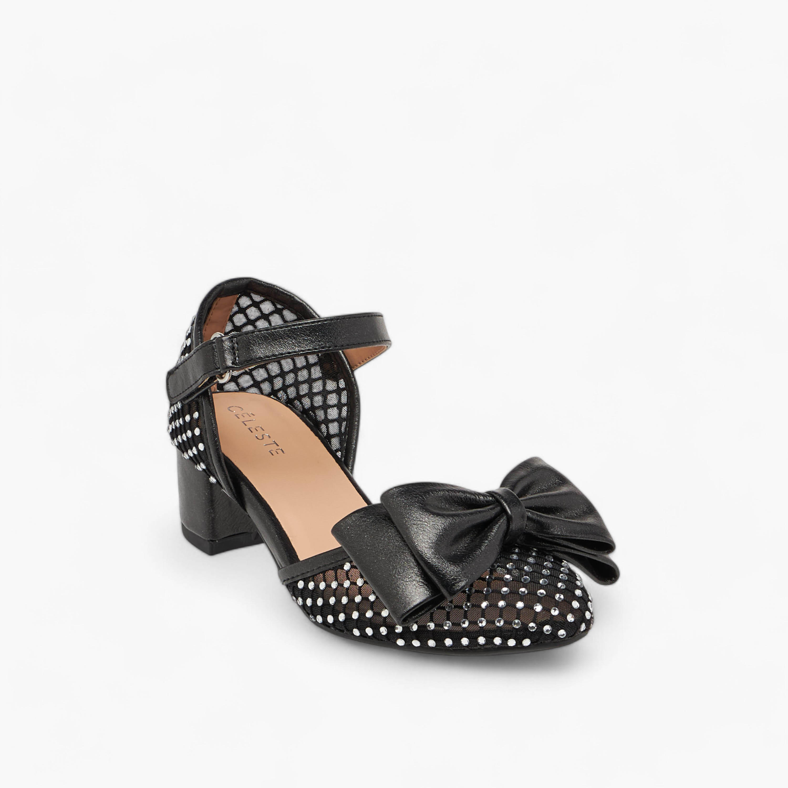 حذاء بفيونكة وكعب سميك وشريط إغلاق لاصق للبنات من سيليست-girls-shoes-ballerinas-image-2