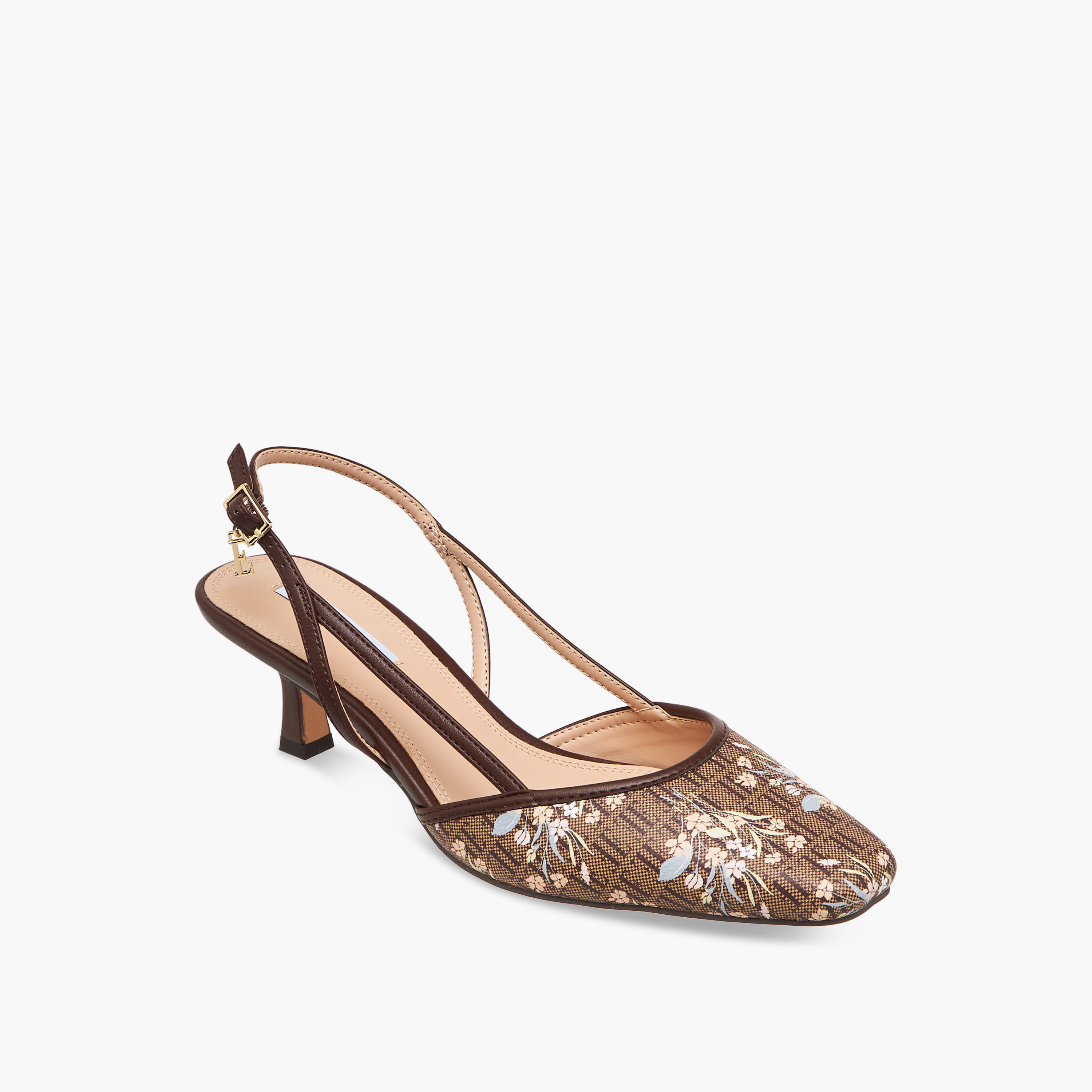 Elle Women Monogram Print Kitten Heel Shoes-women-shoes-sandals-heeled-image-2