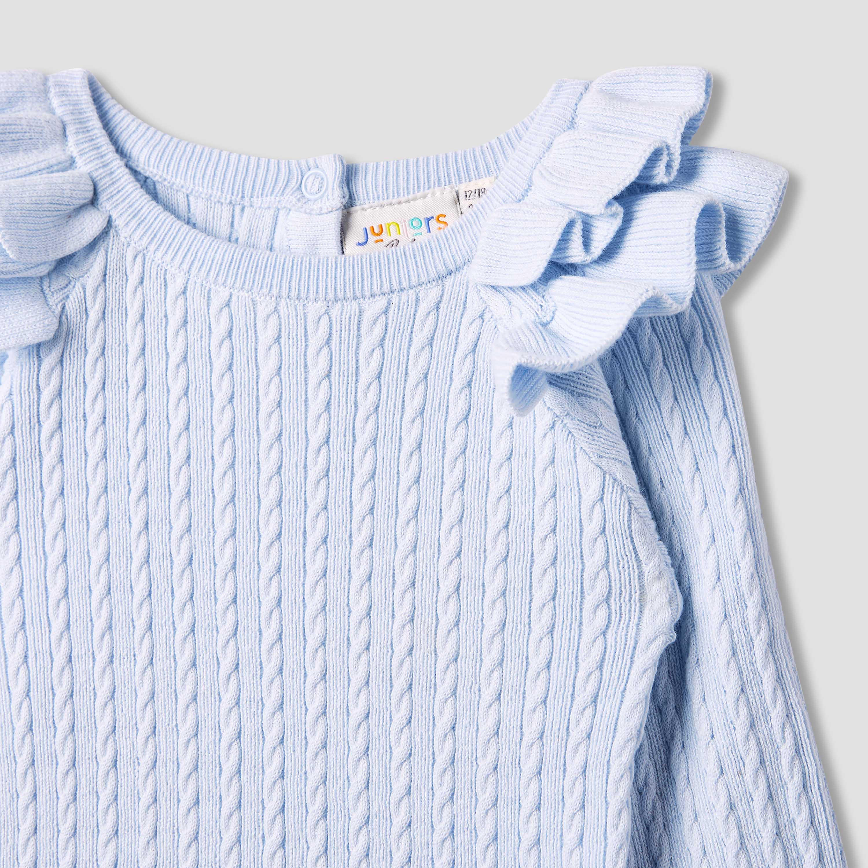 كنزة بارزة الملمس بأكمام طويلة وتفاصيل كشكش من جونيورز-baby-girls-clothing-jumpersandcardigans-image-5