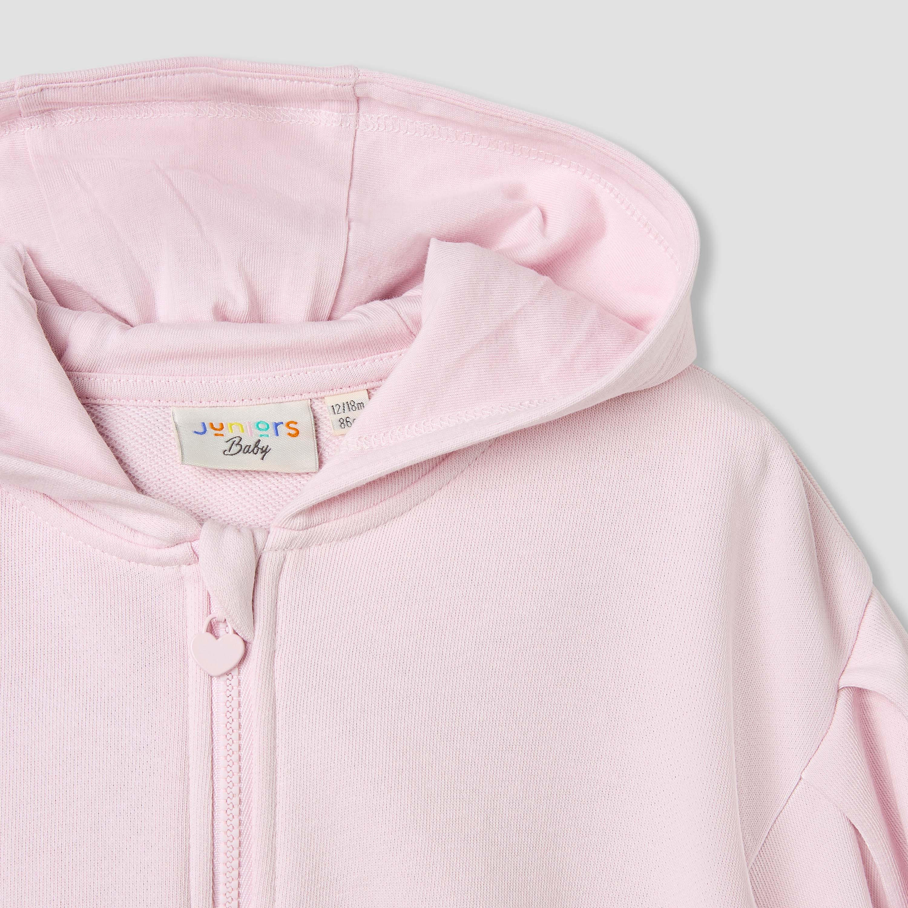 Juniors Floral Print Hooded Sweatshirt with Long Sleeves-baby-girls-clothing-winterwear-sweatshirts-image-3