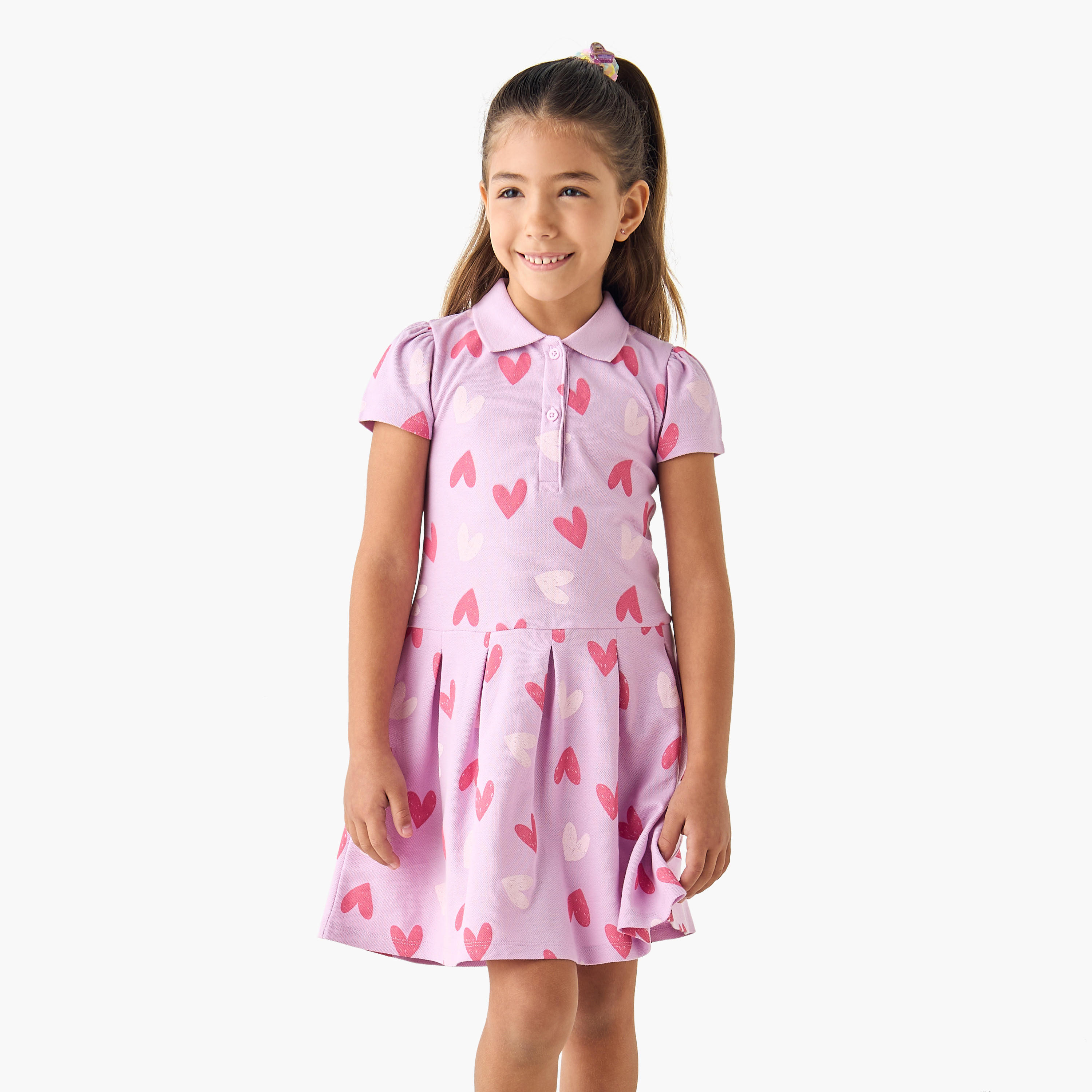 فستان بولو بطبعات وأكمام قصيرة من جونيورز-girls-clothing-dressesandjumpsuits-image-1