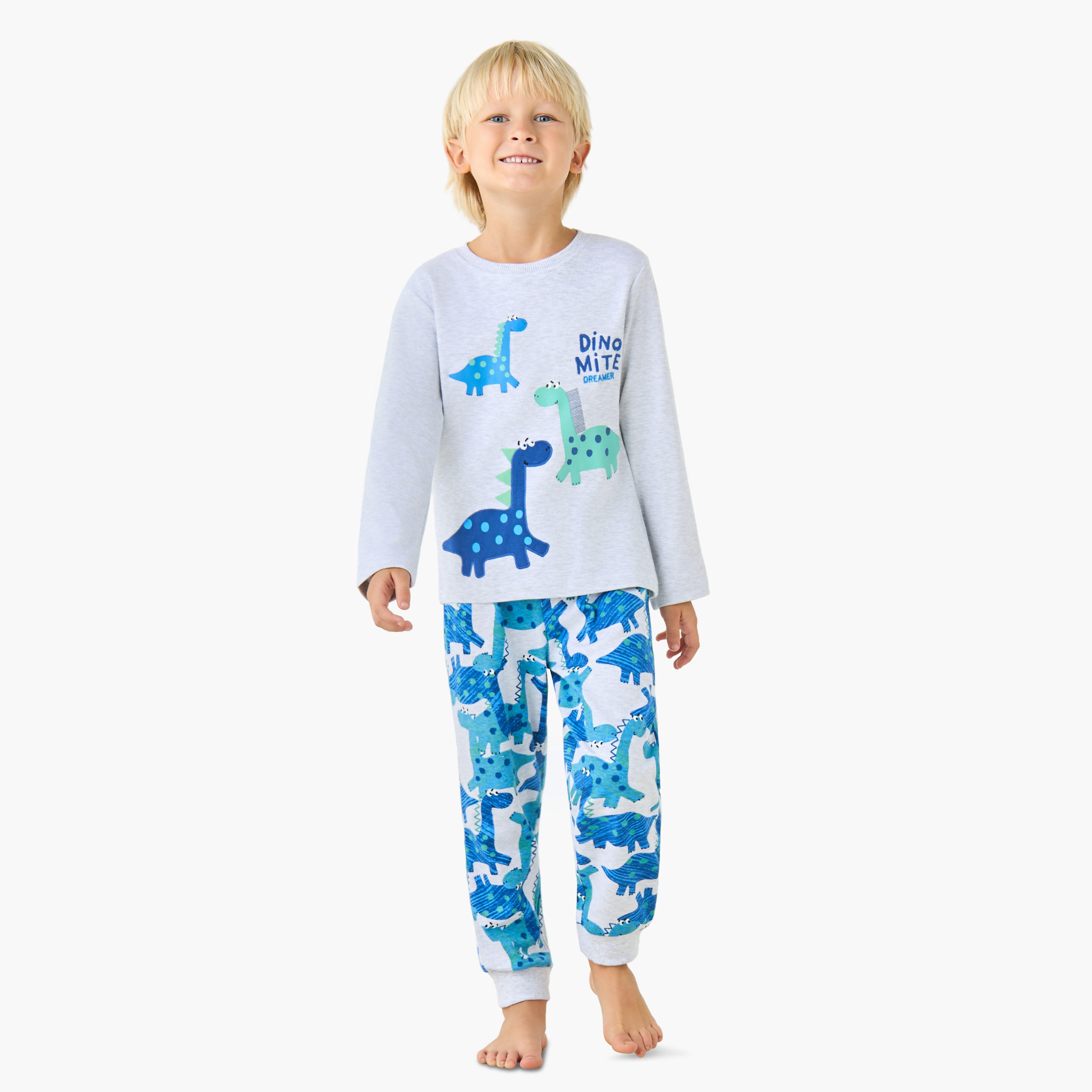 طقم بيجاما قطن بياقة ضيقة وأكمام طويلة وطبعات من جونيورز-boys-clothing-nightwear-image-1