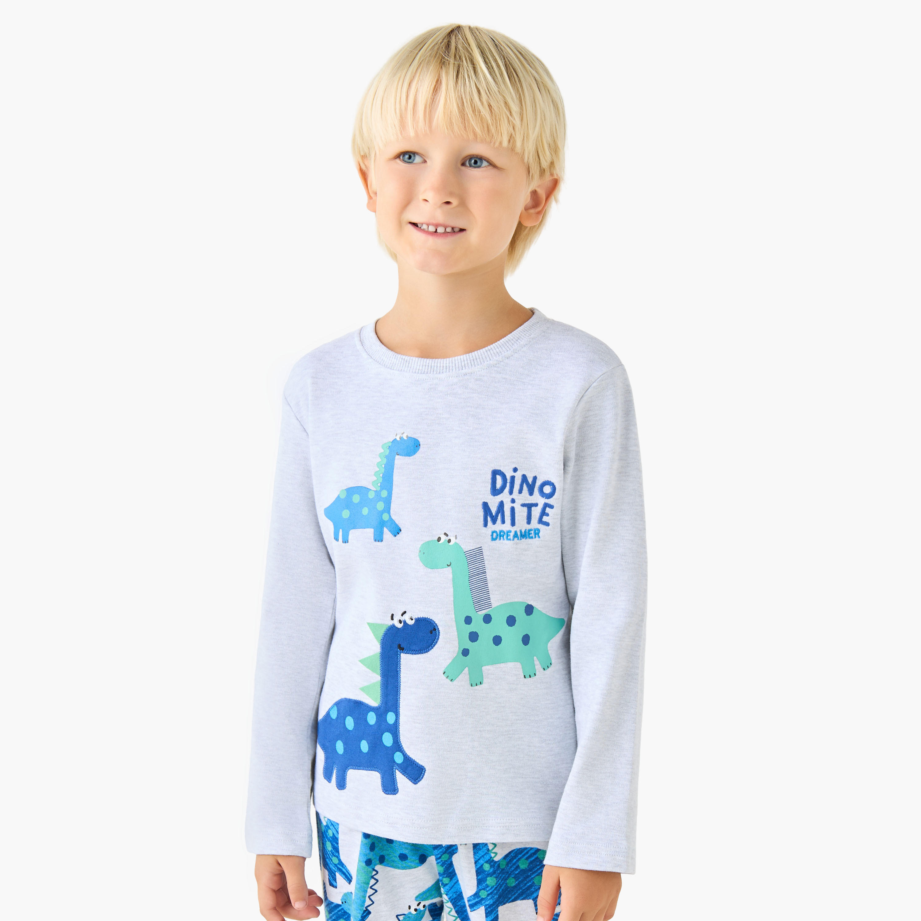 طقم بيجاما قطن بياقة ضيقة وأكمام طويلة وطبعات من جونيورز-boys-clothing-nightwear-image-2
