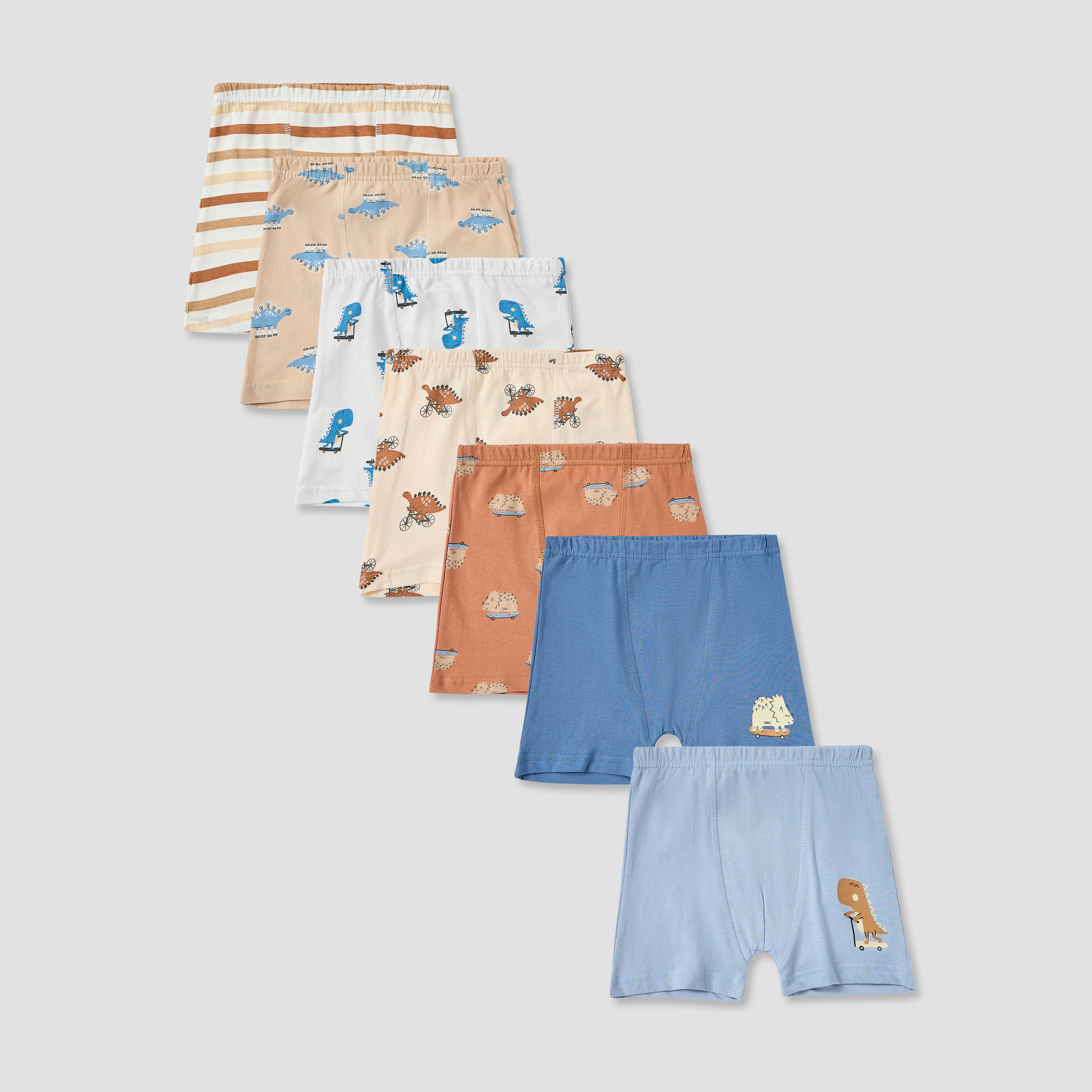 Juniors Printed Boxers with Elasticated Waistband - Set of 7-boys-clothing-innerwear-boxersandbriefs-image-1