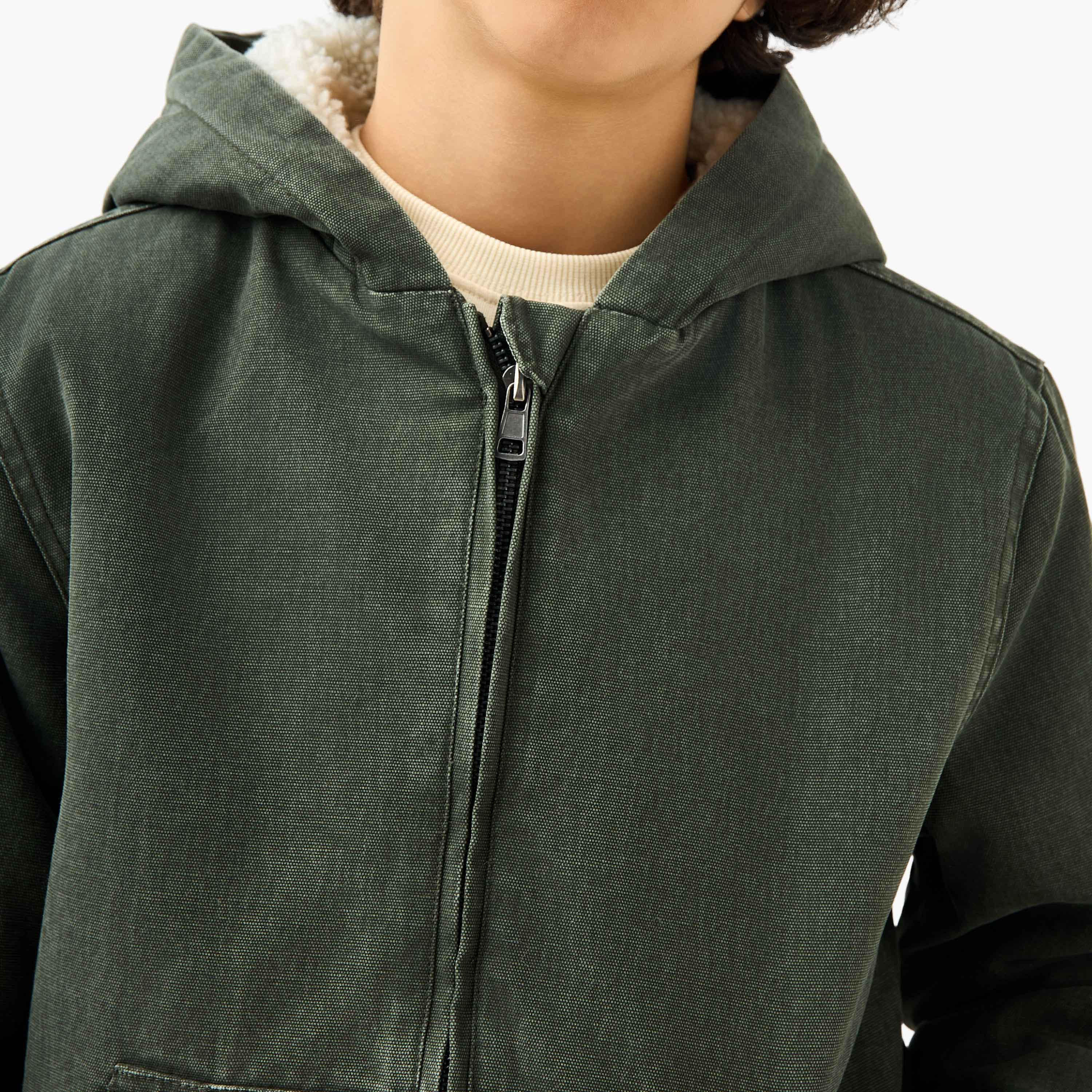 Juniors Sherpa Lined Hooded Heavy Jacket with Zip Closure-boys-clothing-jacketsandcoats-image-5
