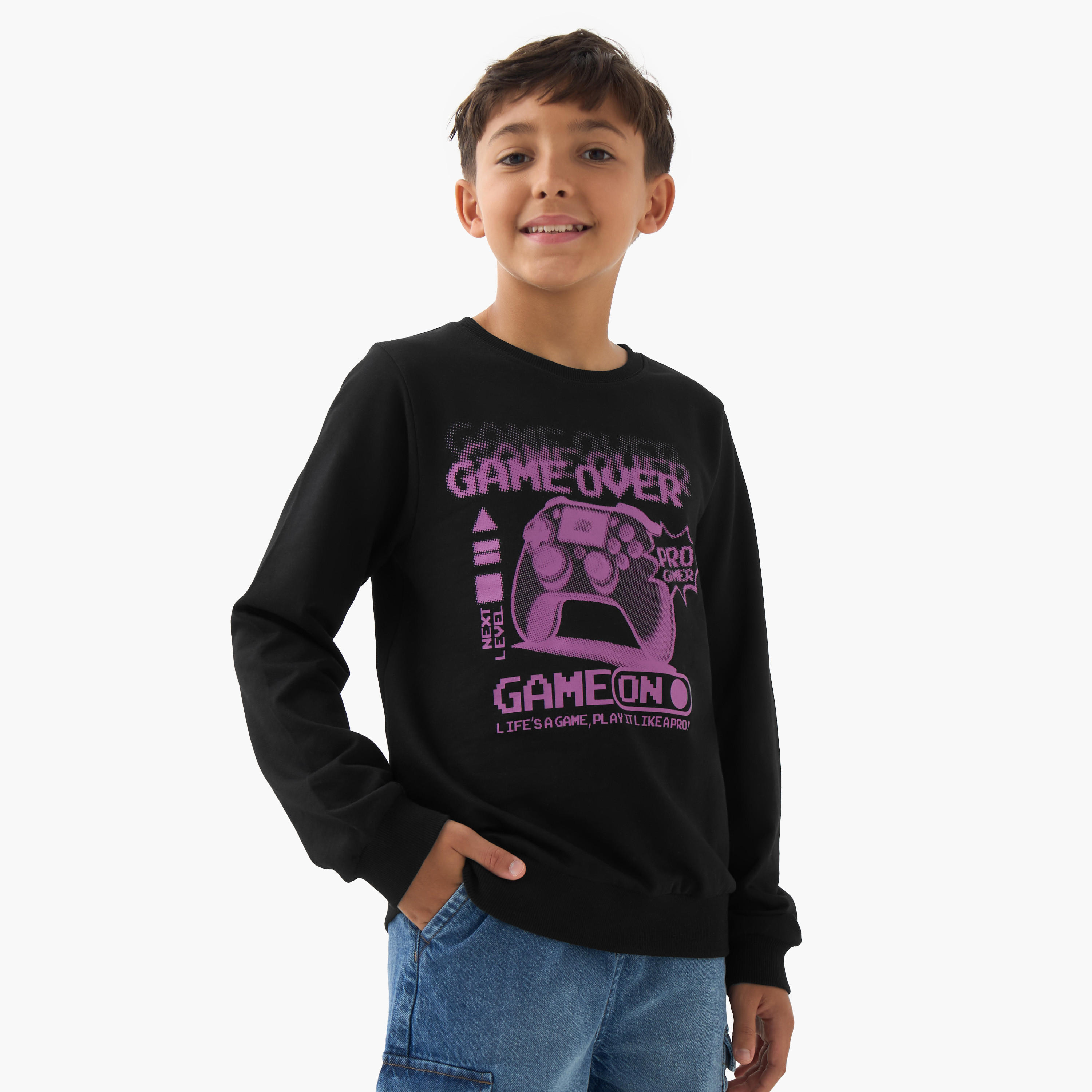 سويت شيرت بأكمام طويلة وطبعات جرافيك من جونيورز-boys-clothing-winterwear-sweatshirts-image-1