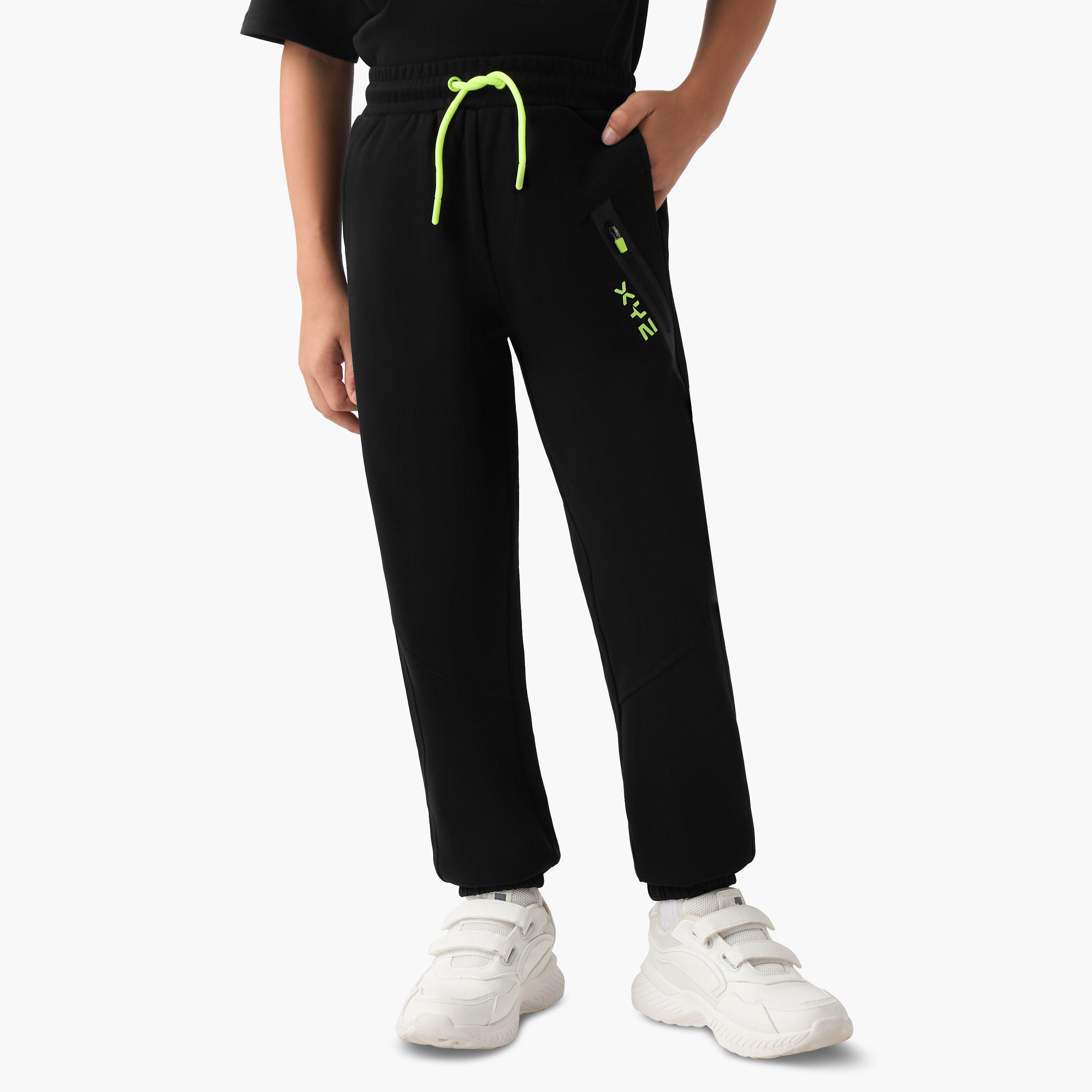 بنطلون رياضي للأولاد من مزيج قطني بجيوب وخصر برباط من أكس واي زي-boys-clothing-bottoms-joggersandtrackpants-image-1