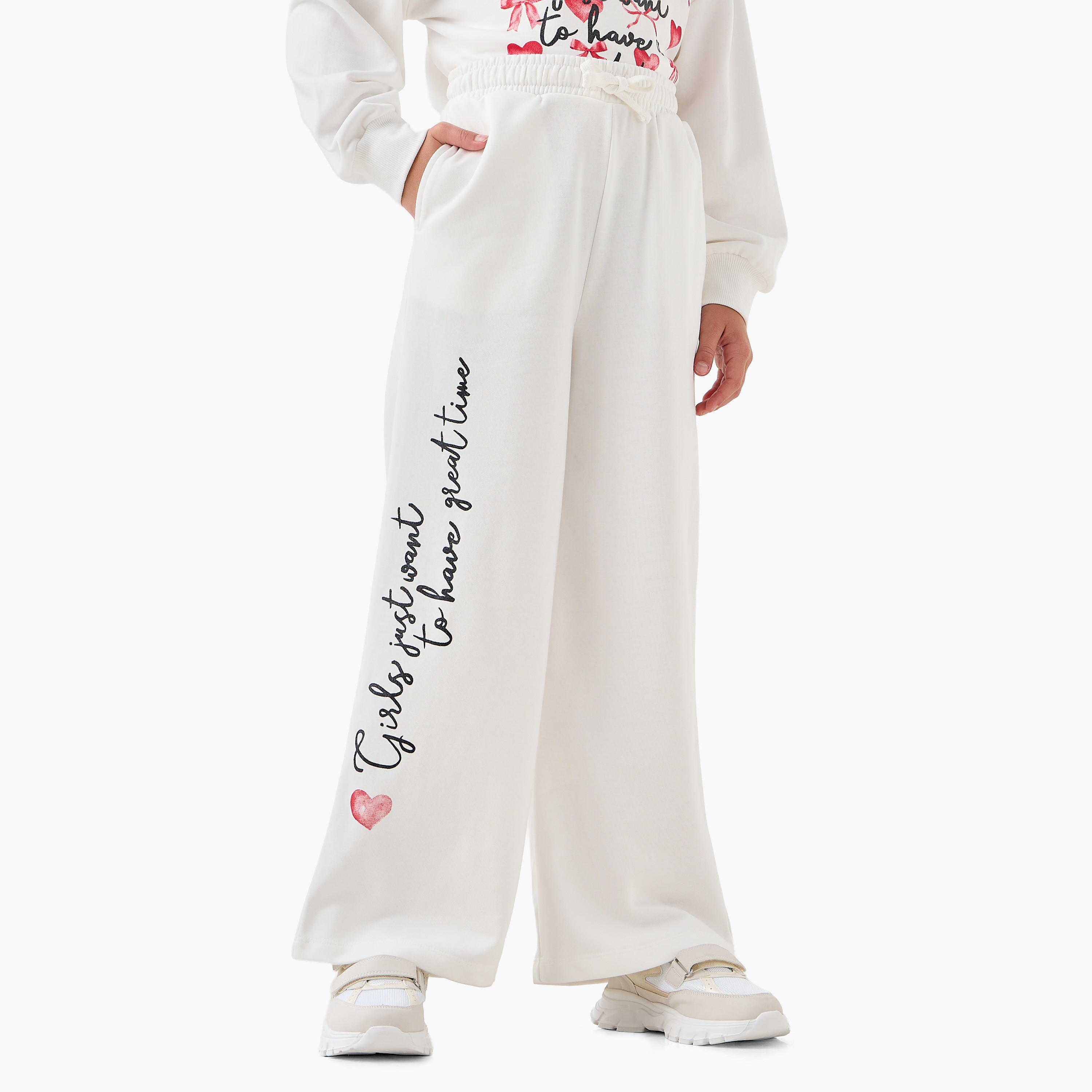 Juniors Girls Track Pants with Pockets - Cotton - Elasticated Drawstring-girls-clothing-bottoms-joggersandtrackpants-image-1