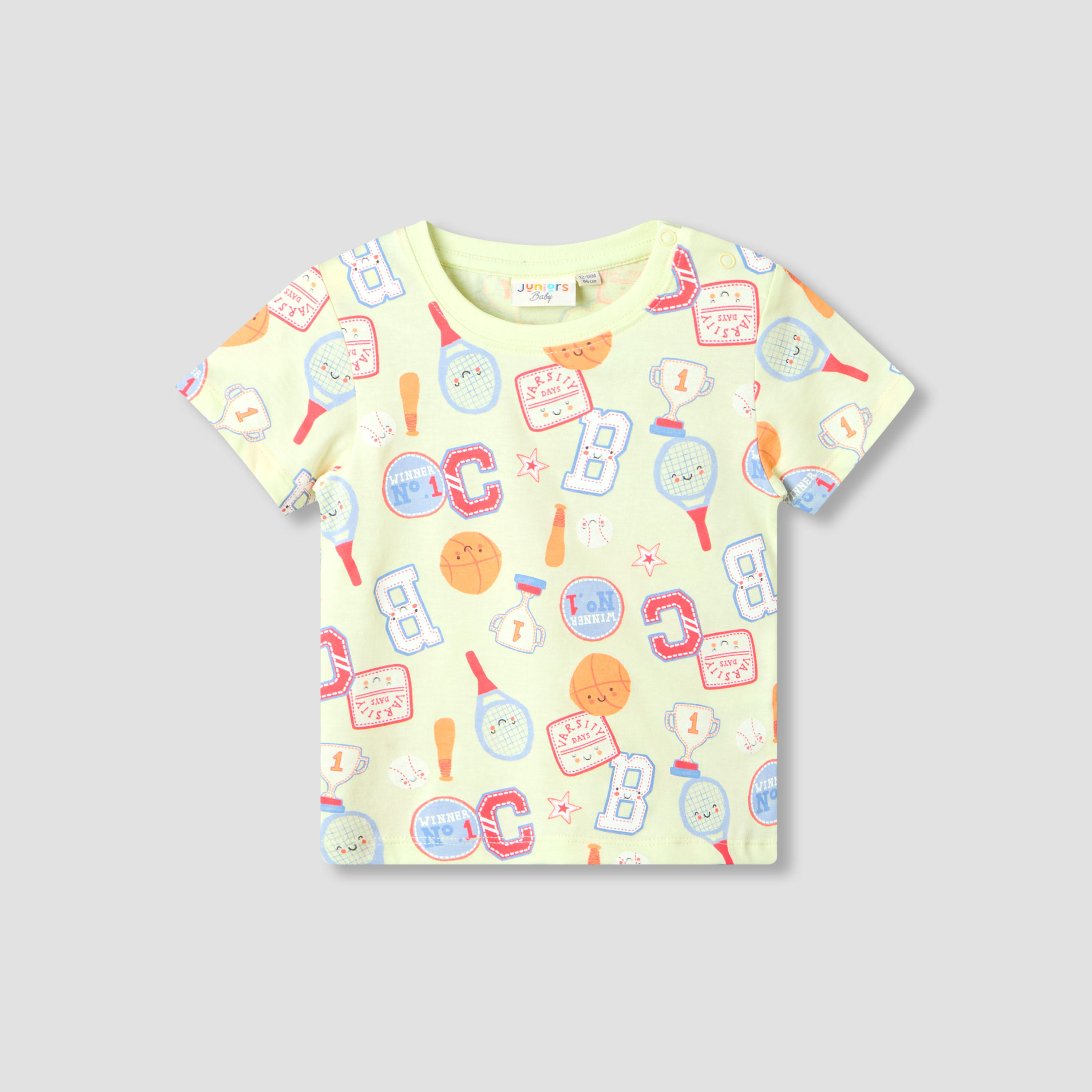 تيشيرتات بياقة مستديرة وأكمام قصيرة وطبعات مع شورت من جونيورز - طقم 3 قطع-baby-boys-clothing-setsandcoords-image-4