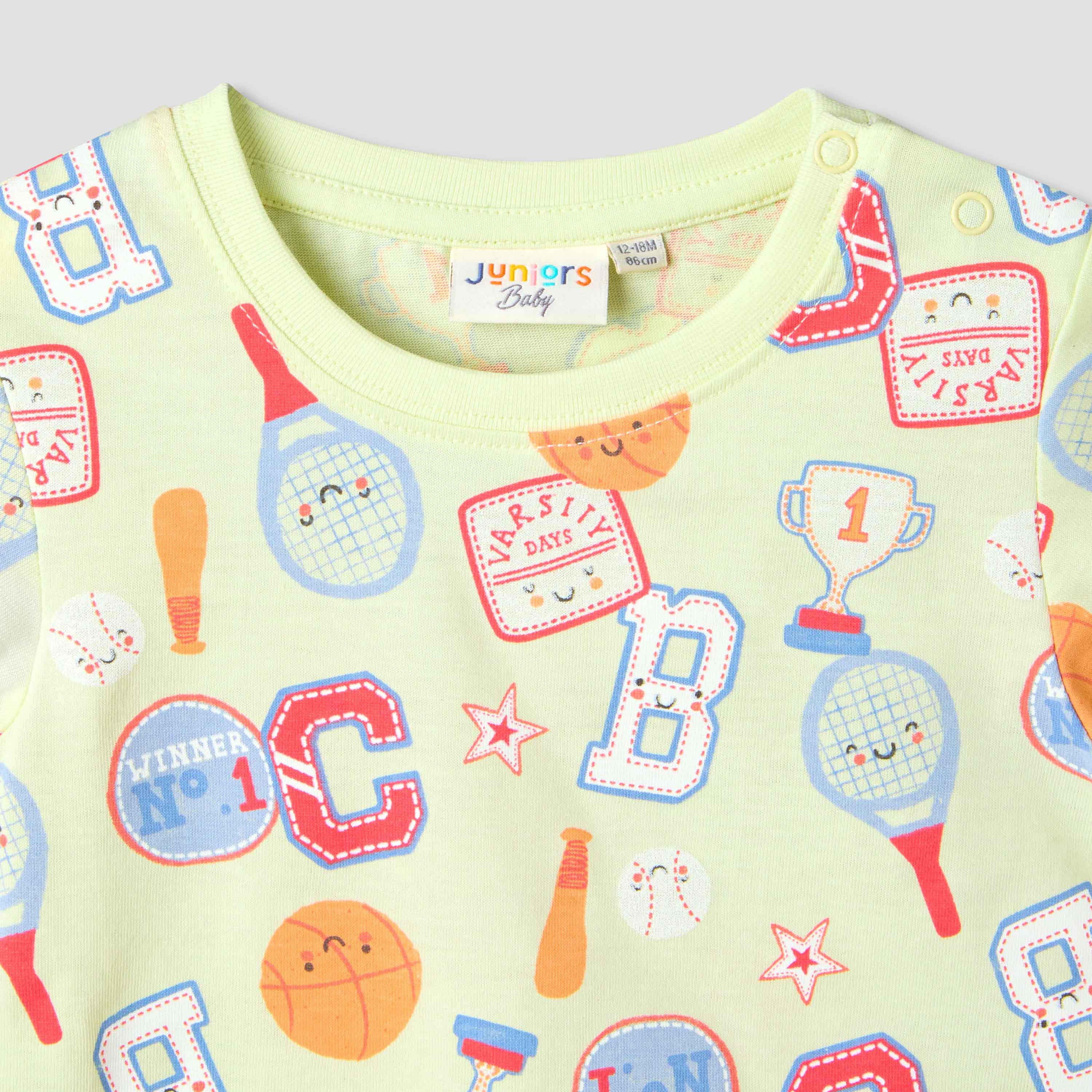تيشيرتات بياقة مستديرة وأكمام قصيرة وطبعات مع شورت من جونيورز - طقم 3 قطع-baby-boys-clothing-setsandcoords-image-6